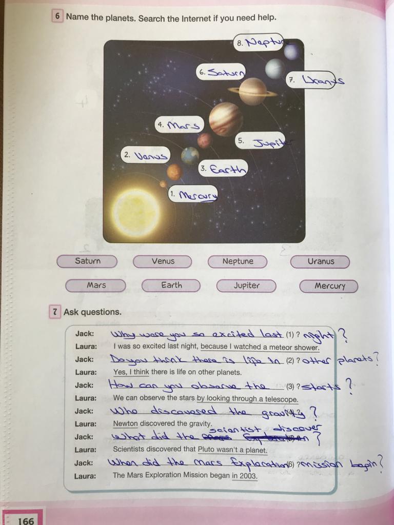 7. sınıf ingilizce bilim ve kültür yayınları cevapları sayfa 166