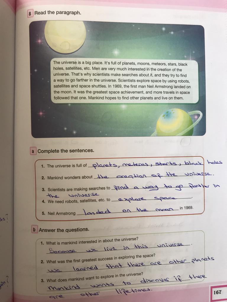 7. sınıf ingilizce bilim ve kültür yayınları cevapları sayfa 167