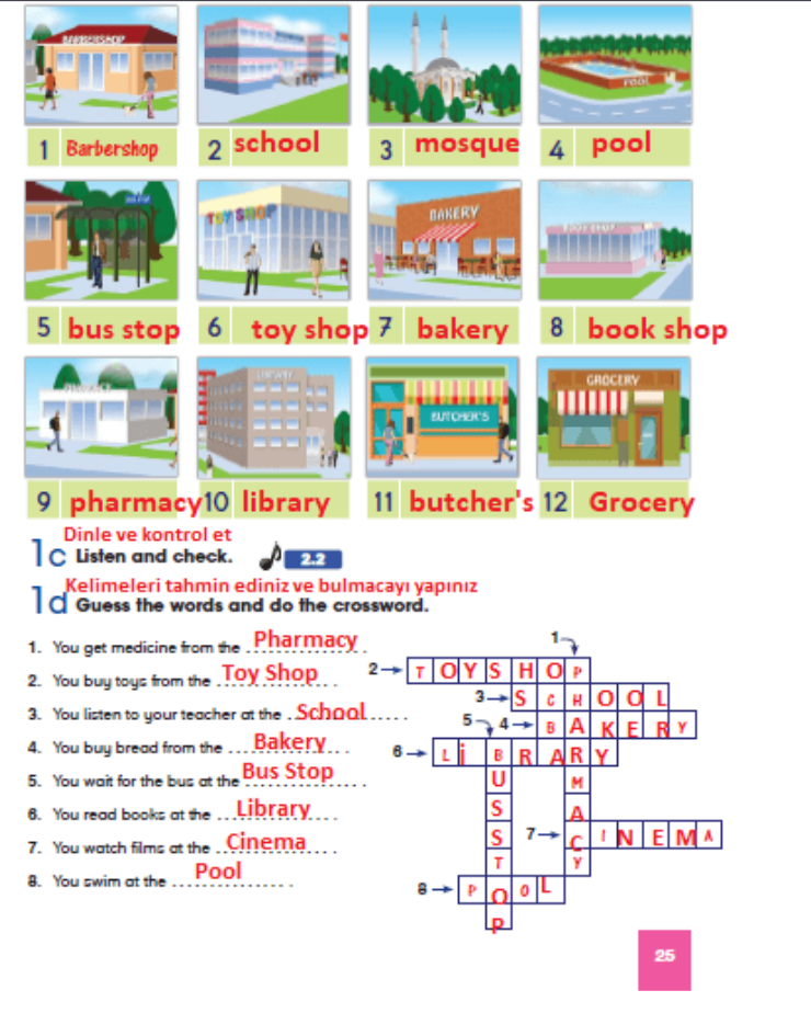 5.sınıf ingilizce başaran yayıncılık sayfa 25 cevapları