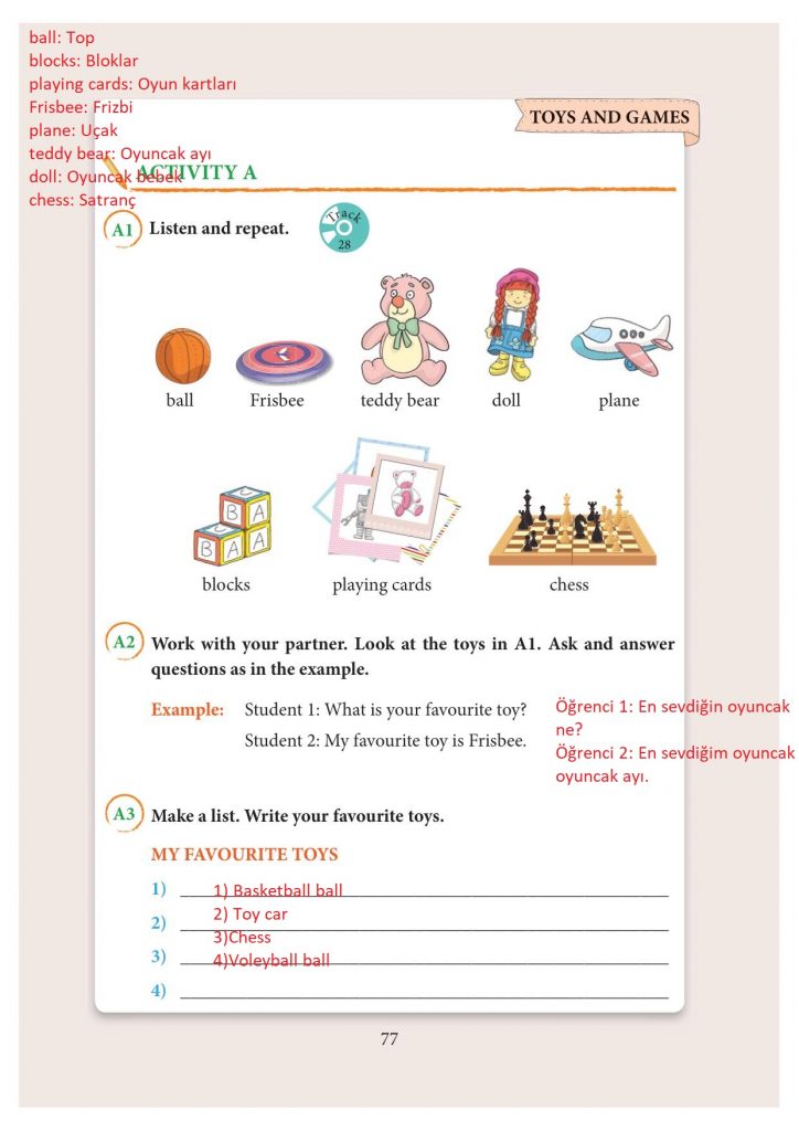 3. sınıf ingilizce ders kitabı sayfa 77 cevapları yıldırım yayınları