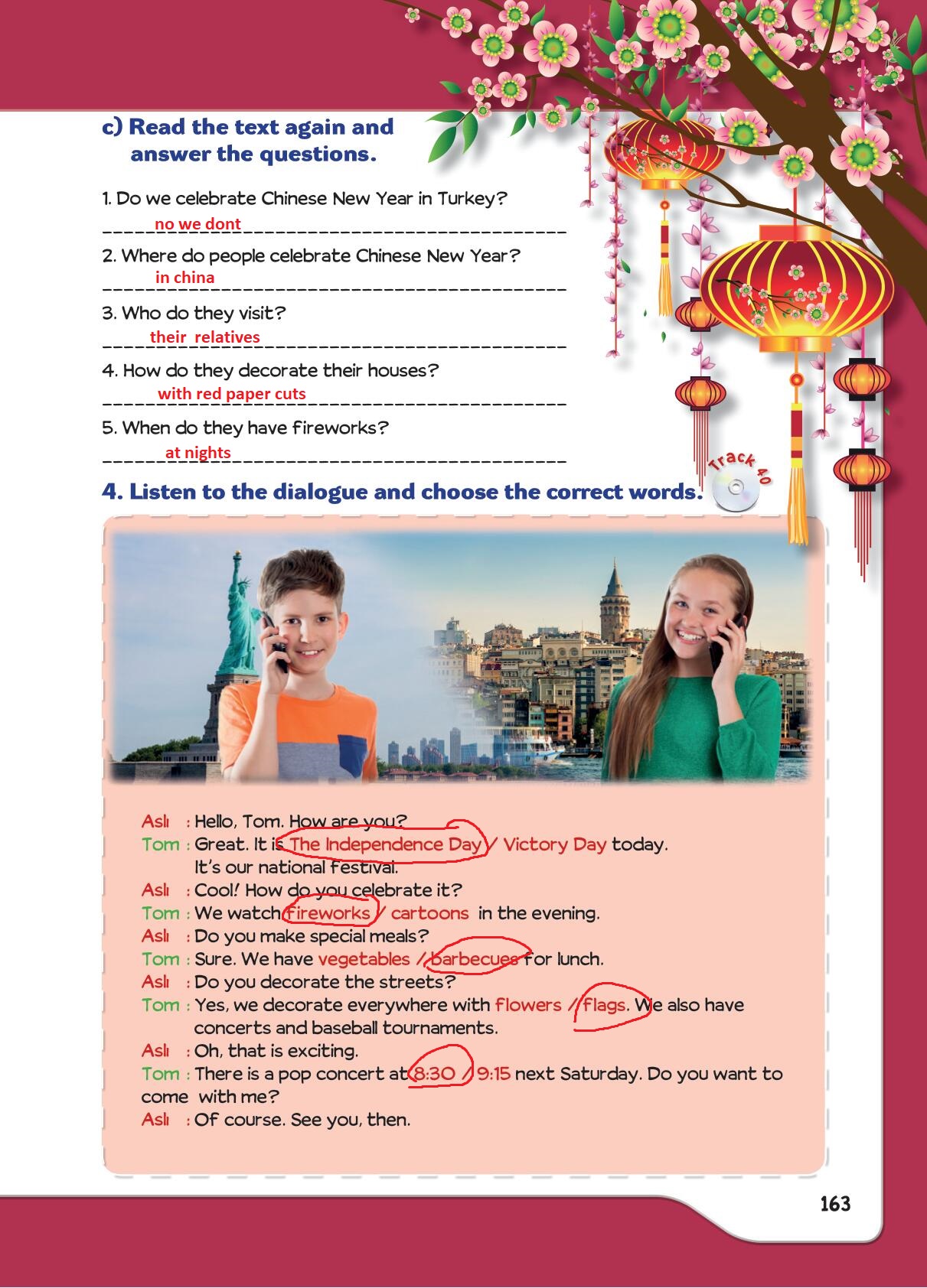 5. Sınıf Meb Yayınları İngilizce Ders Kitabı Sayfa 163 Cevapları