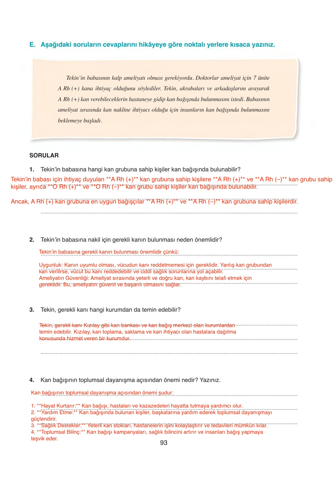 6. Sınıf Gün Yayınları Fen Bilimleri Ders Kitabı Sayfa 93 Cevapları