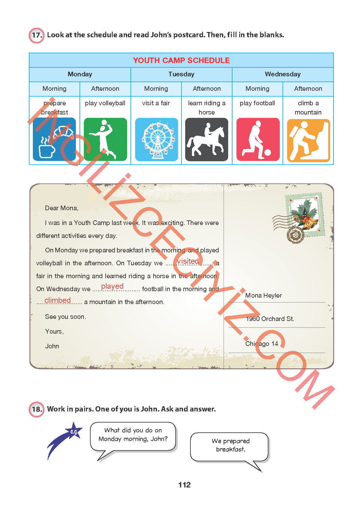 6. Sınıf Hecce Yayıncılık İngilizce Ders Kitabı Sayfa 112 Cevapları 6. Sınıf Hecce Yayıncılık İngilizce Ders Kitabı Sayfa 112 Cevapları