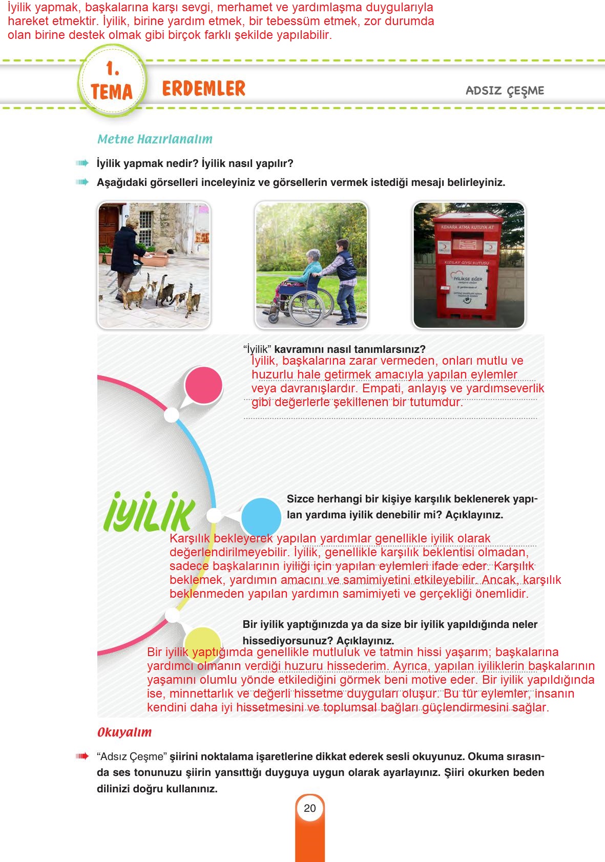 6. Sınıf Yıldırım Yayınları Türkçe Ders Kitabı Sayfa 20 Cevapları