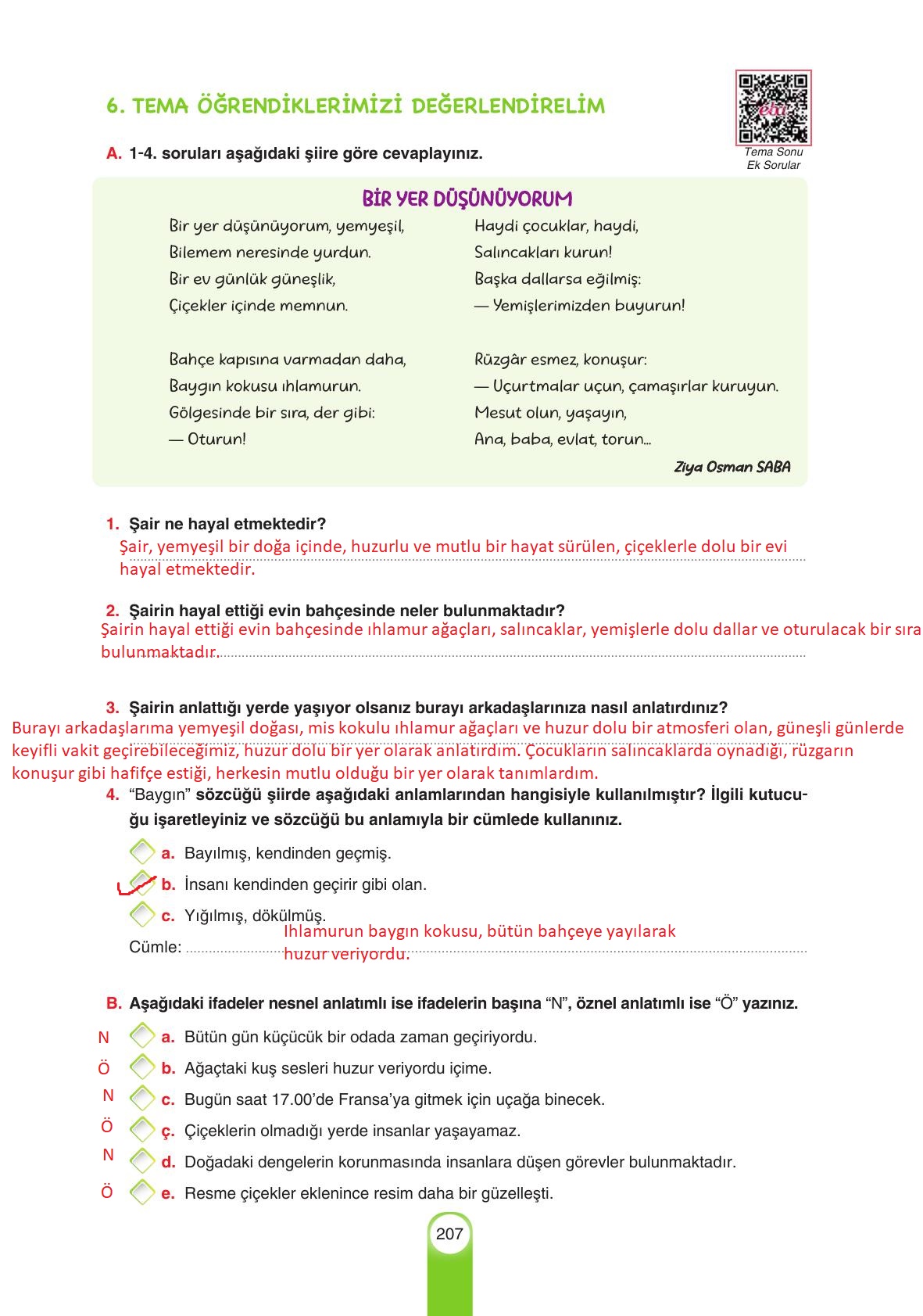 6. Sınıf Yıldırım Yayınları Türkçe Ders Kitabı Sayfa 207 Cevapları 6. Sınıf Yıldırım Yayınları Türkçe Ders Kitabı Sayfa 207 Cevapları