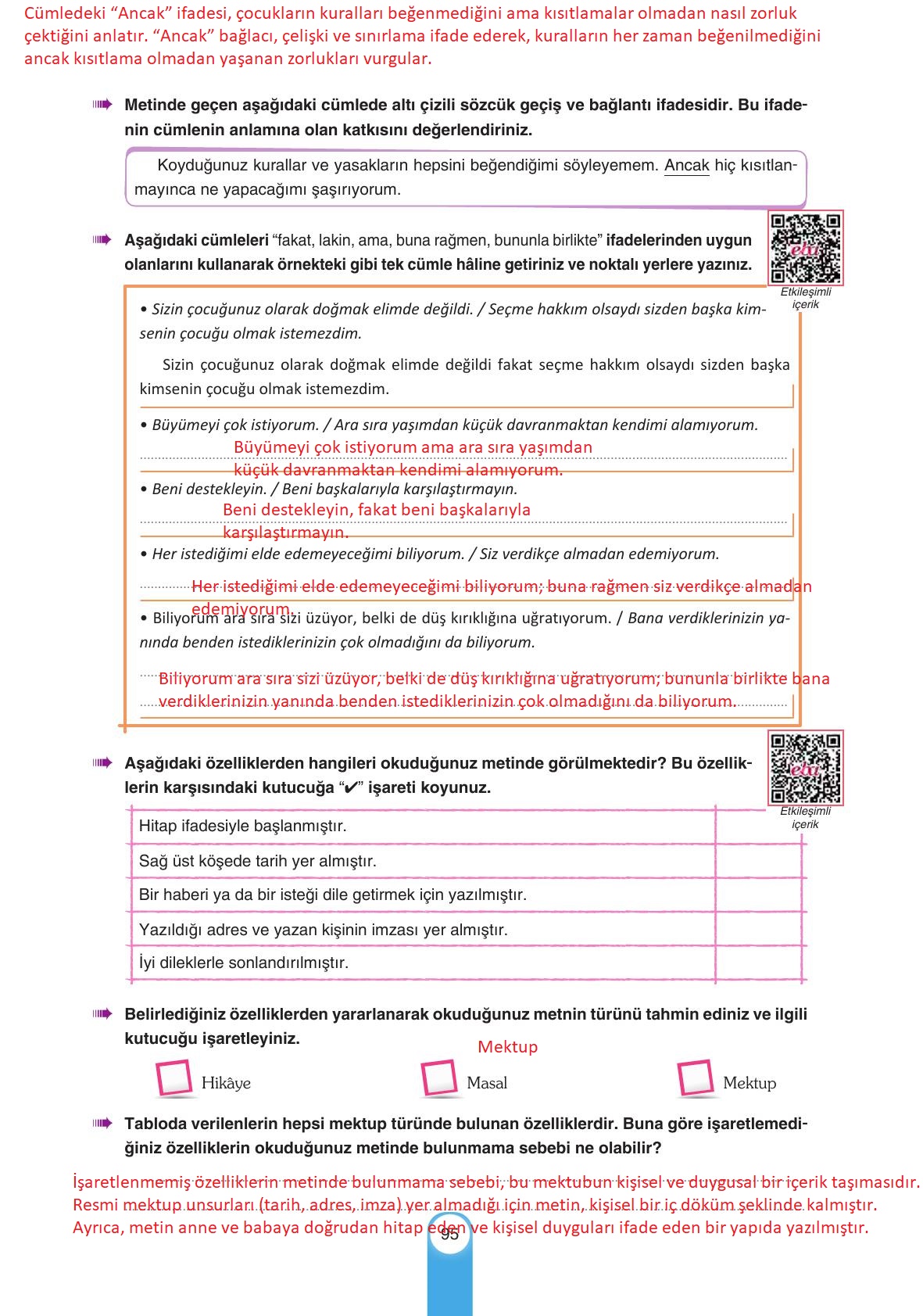 6. Sınıf Yıldırım Yayınları Türkçe Ders Kitabı Sayfa 95 Cevapları