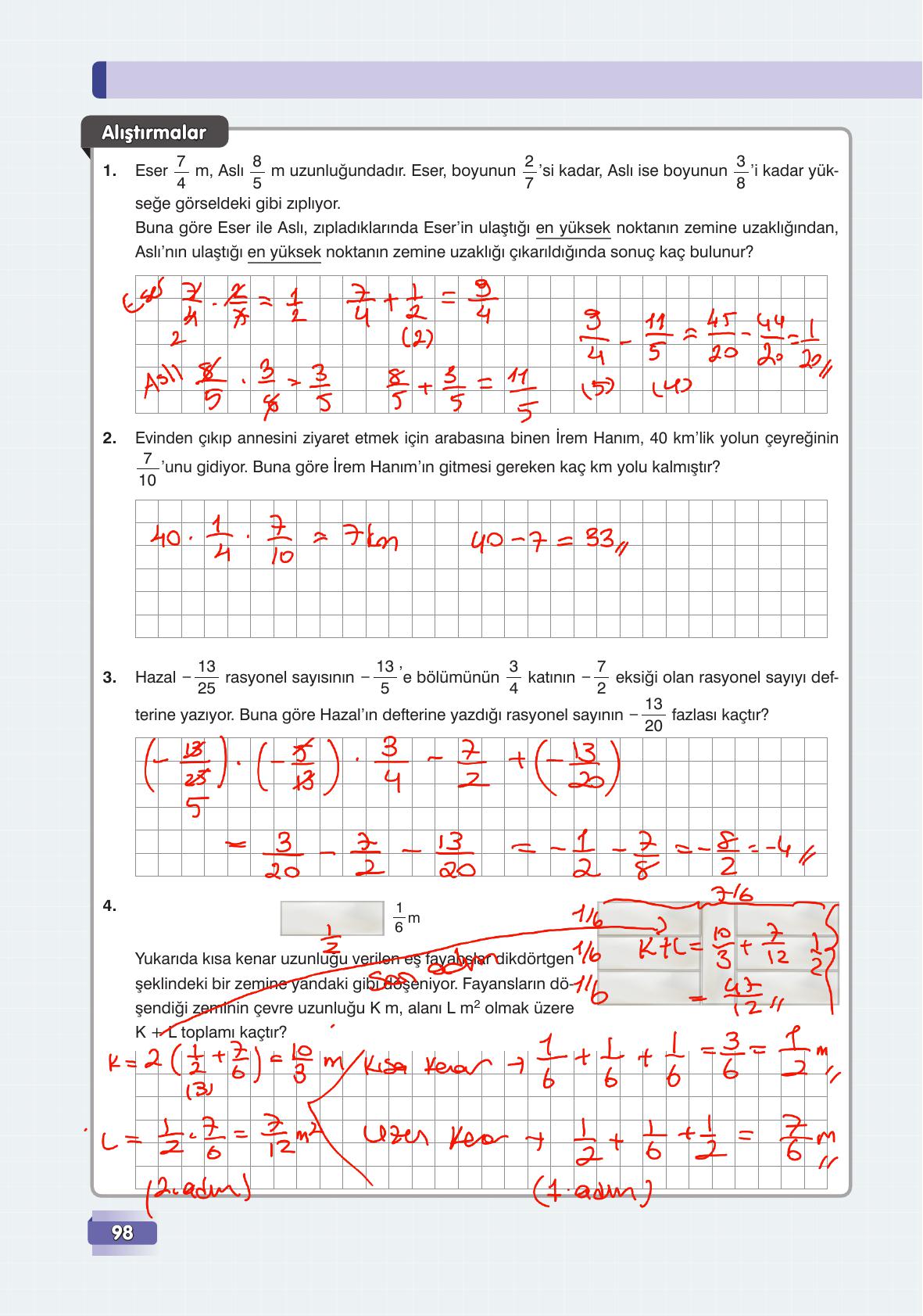 7. Sınıf Edat Yayınları Matematik Ders Kitabı Sayfa 98 Cevapları