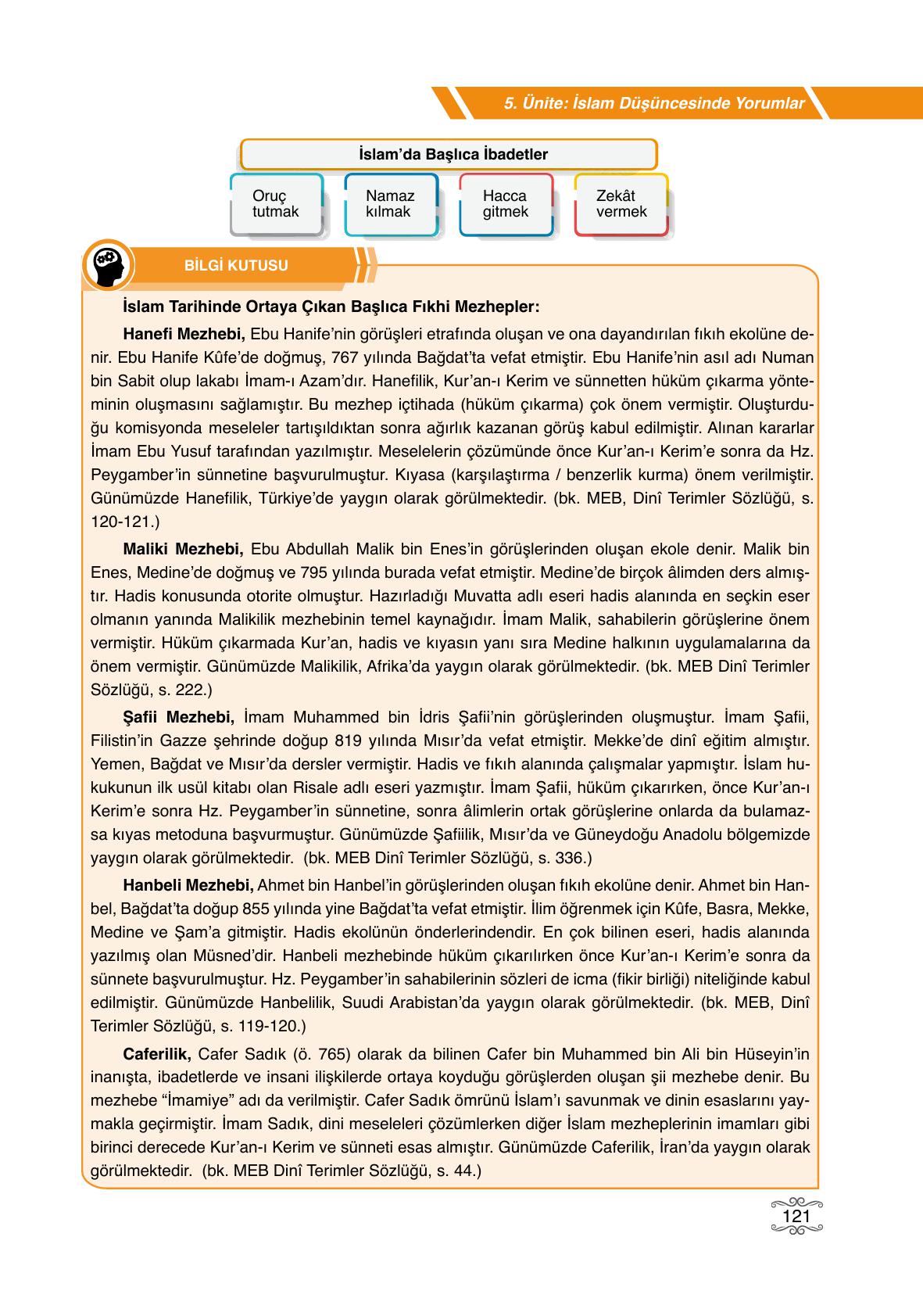 7. Sınıf Erkad Yayınları Din Kültürü Ders Kitabı Sayfa 121 Cevapları
