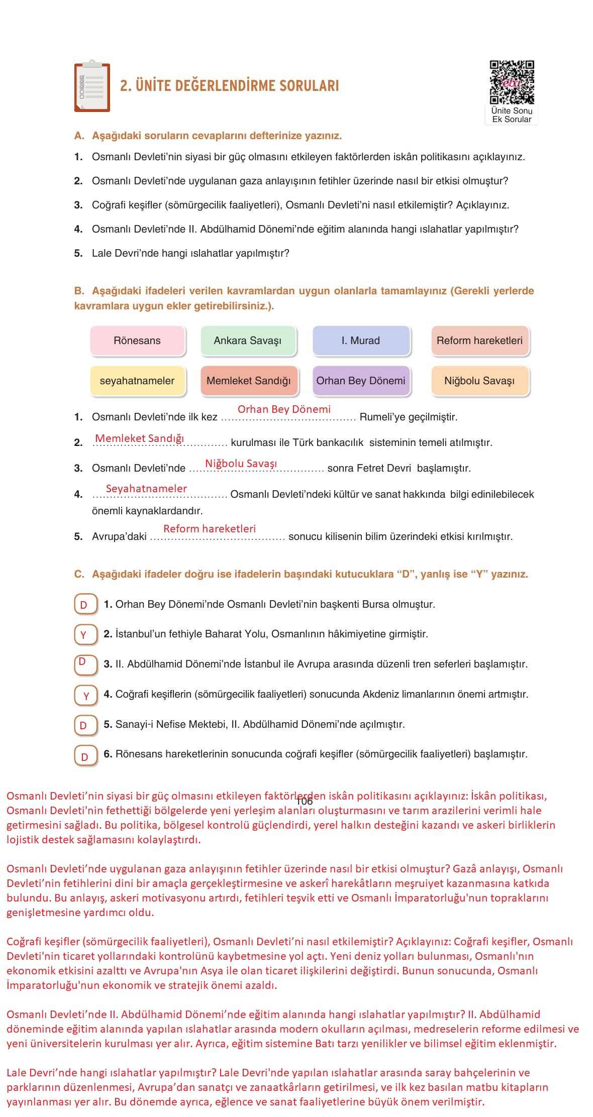 7. Sınıf Yıldırım Yayınları Sosyal Bilgiler Ders Kitabı Sayfa 106 Cevapları 7. Sınıf Yıldırım Yayınları Sosyal Bilgiler Ders Kitabı Sayfa 106 Cevapları