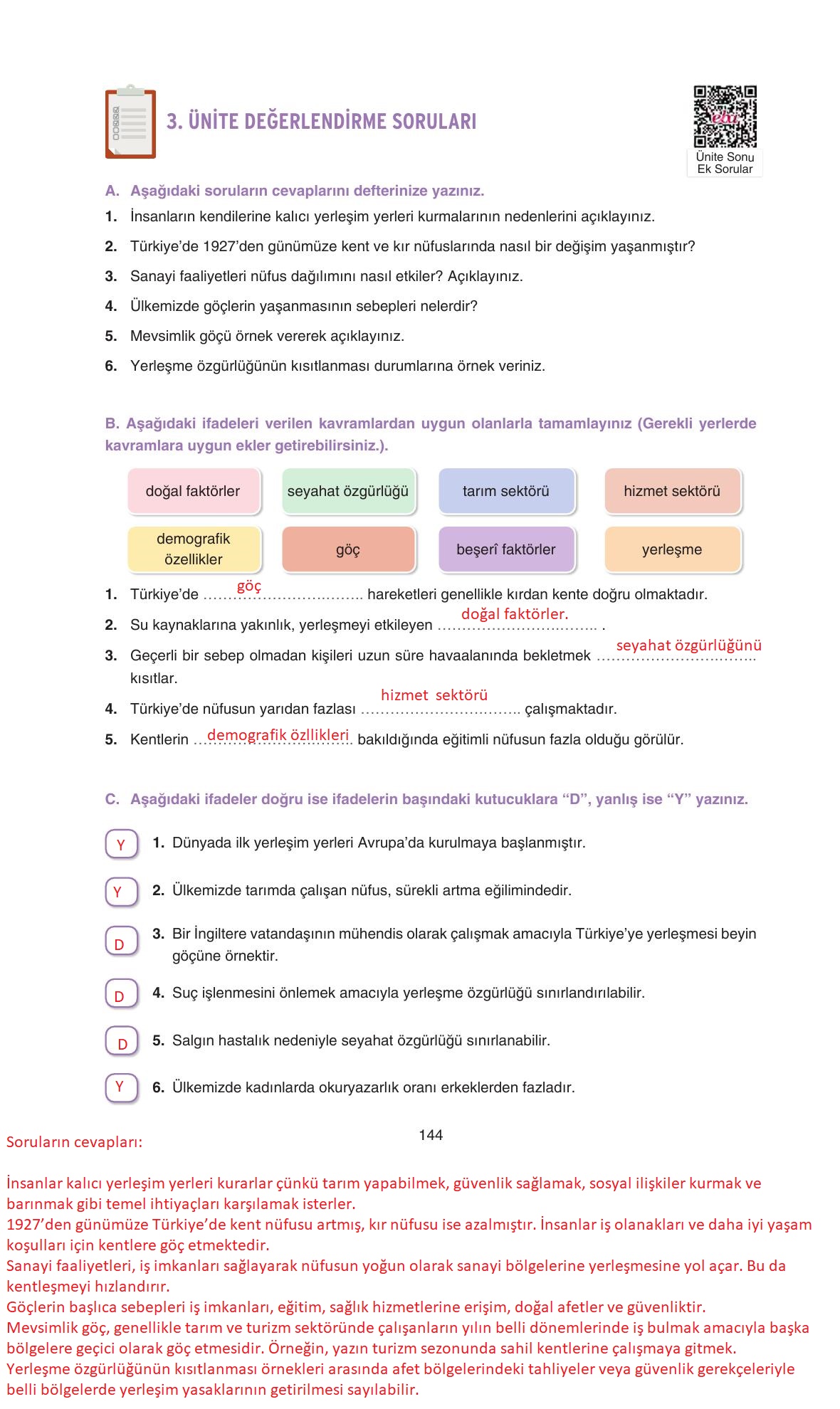 7. Sınıf Yıldırım Yayınları Sosyal Bilgiler Ders Kitabı Sayfa 144 Cevapları 7. Sınıf Yıldırım Yayınları Sosyal Bilgiler Ders Kitabı Sayfa 144 Cevapları