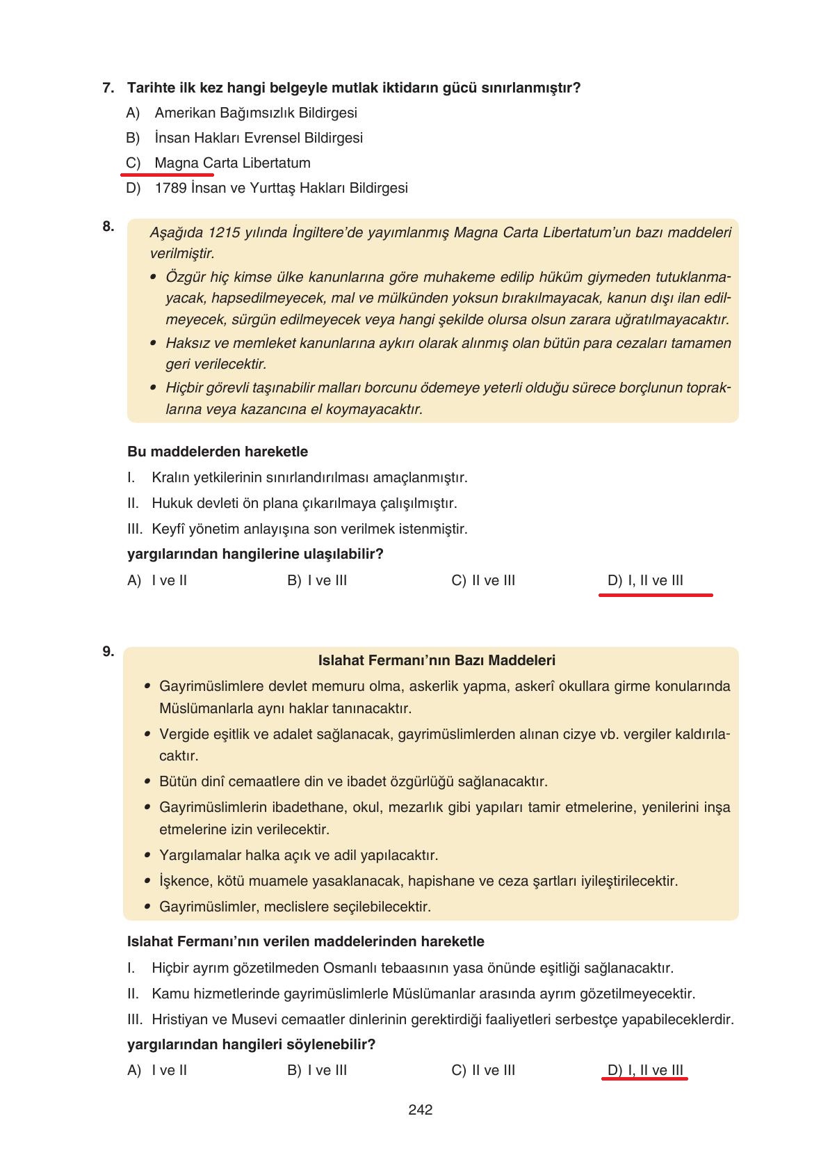7. Sınıf Yıldırım Yayınları Sosyal Bilgiler Ders Kitabı Sayfa 242 Cevapları 7. Sınıf Yıldırım Yayınları Sosyal Bilgiler Ders Kitabı Sayfa 242 Cevapları