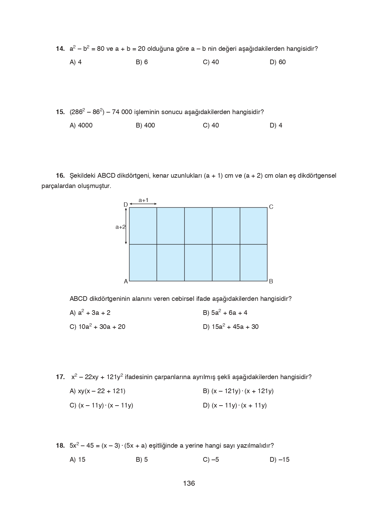 8. Sınıf Ada Matbaacılık Yayıncılık Matematik Ders Kitabı Sayfa 136 Cevapları 8. Sınıf Ada Matbaacılık Yayıncılık Matematik Ders Kitabı Sayfa 136 Cevapları