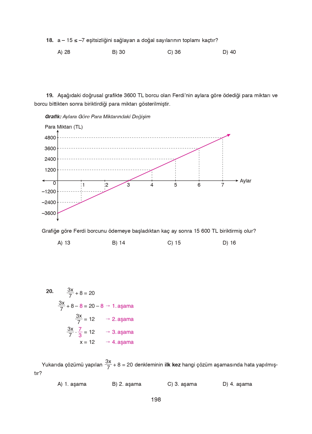 8. Sınıf Ada Matbaacılık Yayıncılık Matematik Ders Kitabı Sayfa 198 Cevapları 8. Sınıf Ada Matbaacılık Yayıncılık Matematik Ders Kitabı Sayfa 198 Cevapları