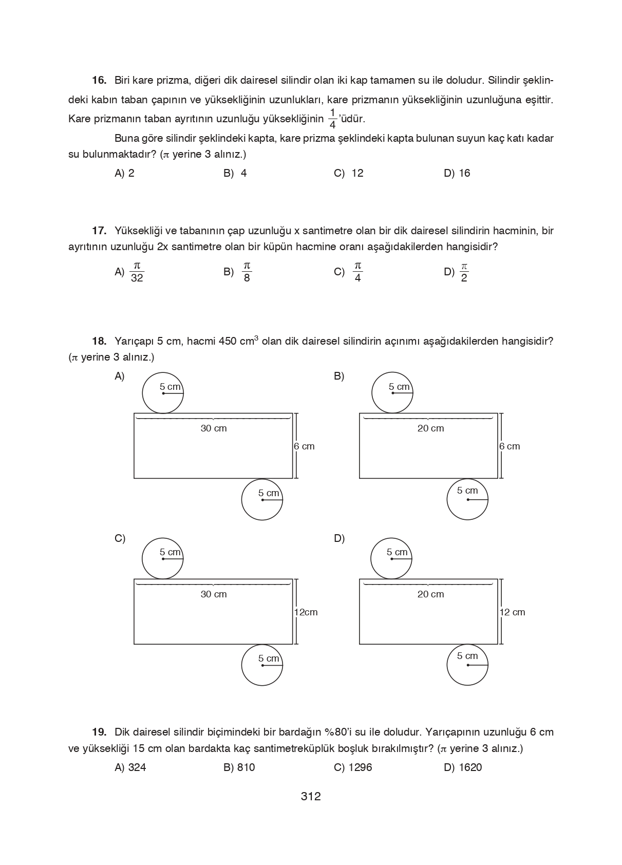 8. Sınıf Ada Matbaacılık Yayıncılık Matematik Ders Kitabı Sayfa 312 Cevapları 8. Sınıf Ada Matbaacılık Yayıncılık Matematik Ders Kitabı Sayfa 312 Cevapları