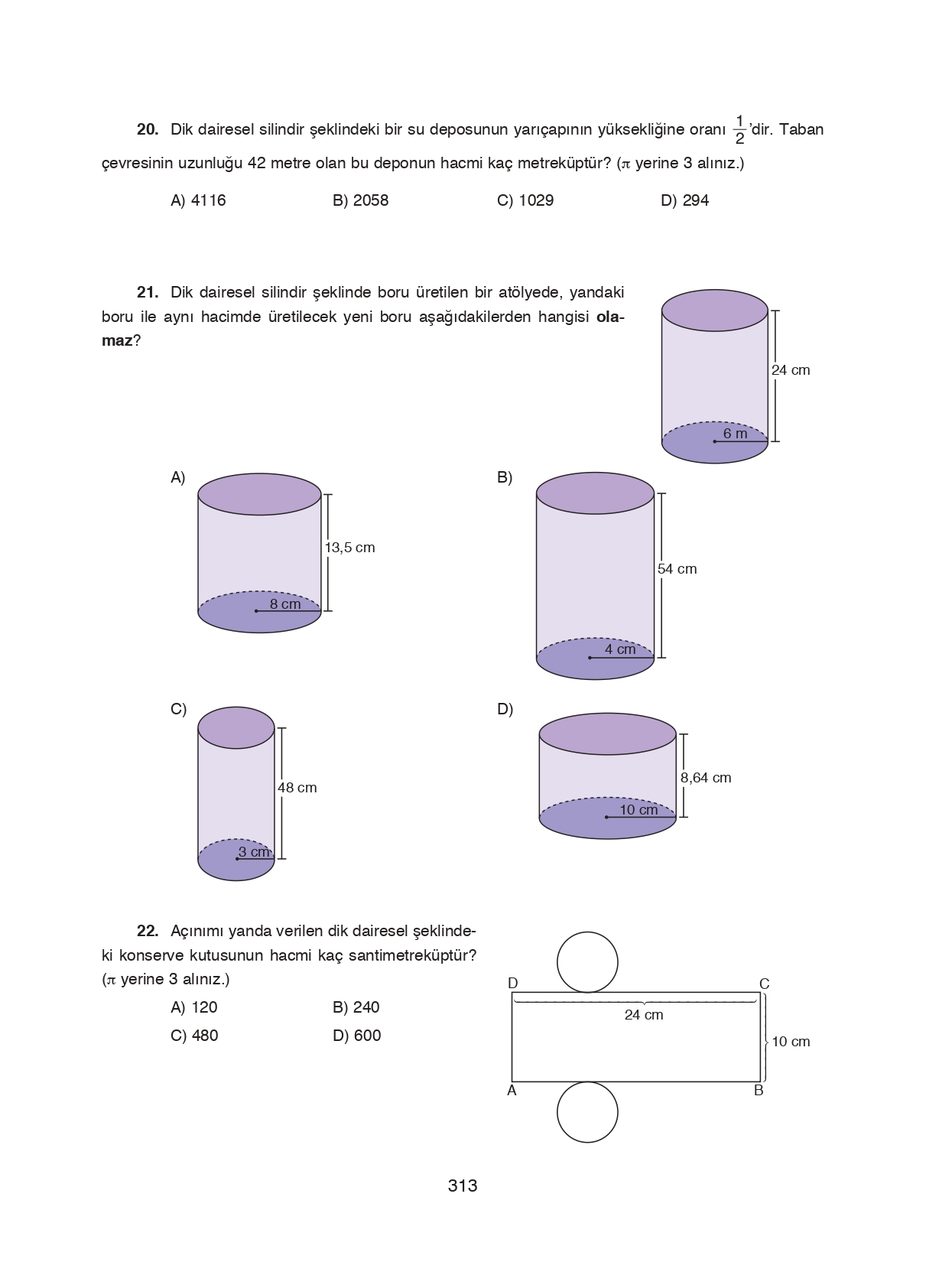 8. Sınıf Ada Matbaacılık Yayıncılık Matematik Ders Kitabı Sayfa 313 Cevapları 8. Sınıf Ada Matbaacılık Yayıncılık Matematik Ders Kitabı Sayfa 313 Cevapları