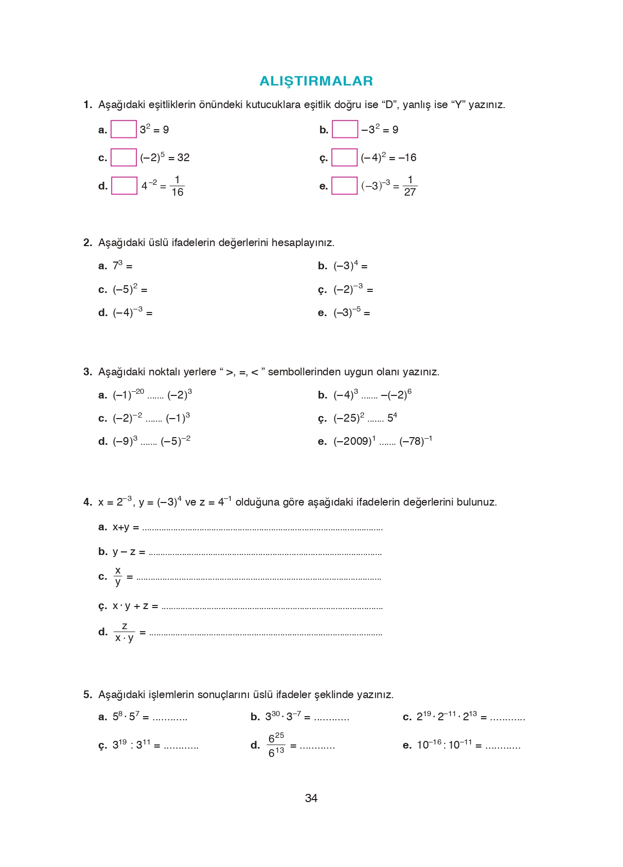 8. Sınıf Ada Matbaacılık Yayıncılık Matematik Ders Kitabı Sayfa 34 Cevapları 8. Sınıf Ada Matbaacılık Yayıncılık Matematik Ders Kitabı Sayfa 34 Cevapları