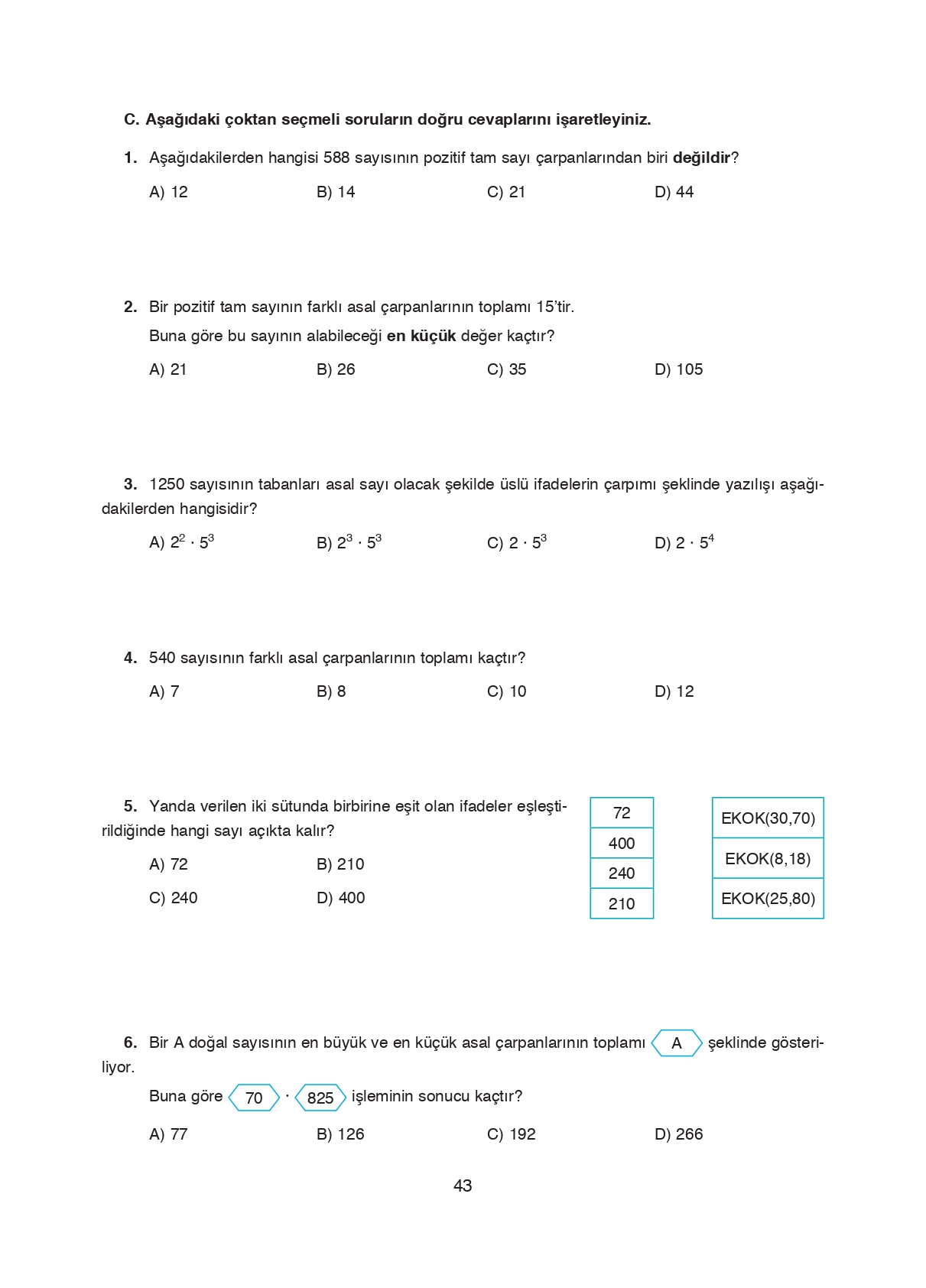 8. Sınıf Ada Matbaacılık Yayıncılık Matematik Ders Kitabı Sayfa 43 Cevapları 8. Sınıf Ada Matbaacılık Yayıncılık Matematik Ders Kitabı Sayfa 43 Cevapları
