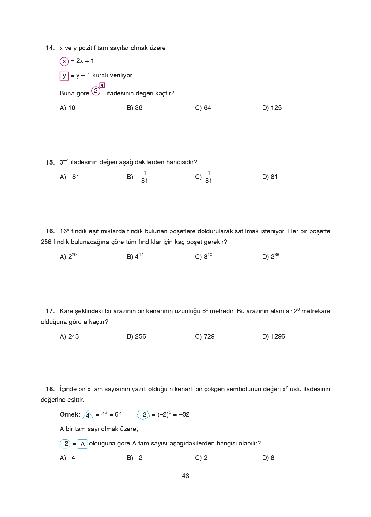 8. Sınıf Ada Matbaacılık Yayıncılık Matematik Ders Kitabı Sayfa 46 Cevapları 8. Sınıf Ada Matbaacılık Yayıncılık Matematik Ders Kitabı Sayfa 46 Cevapları
