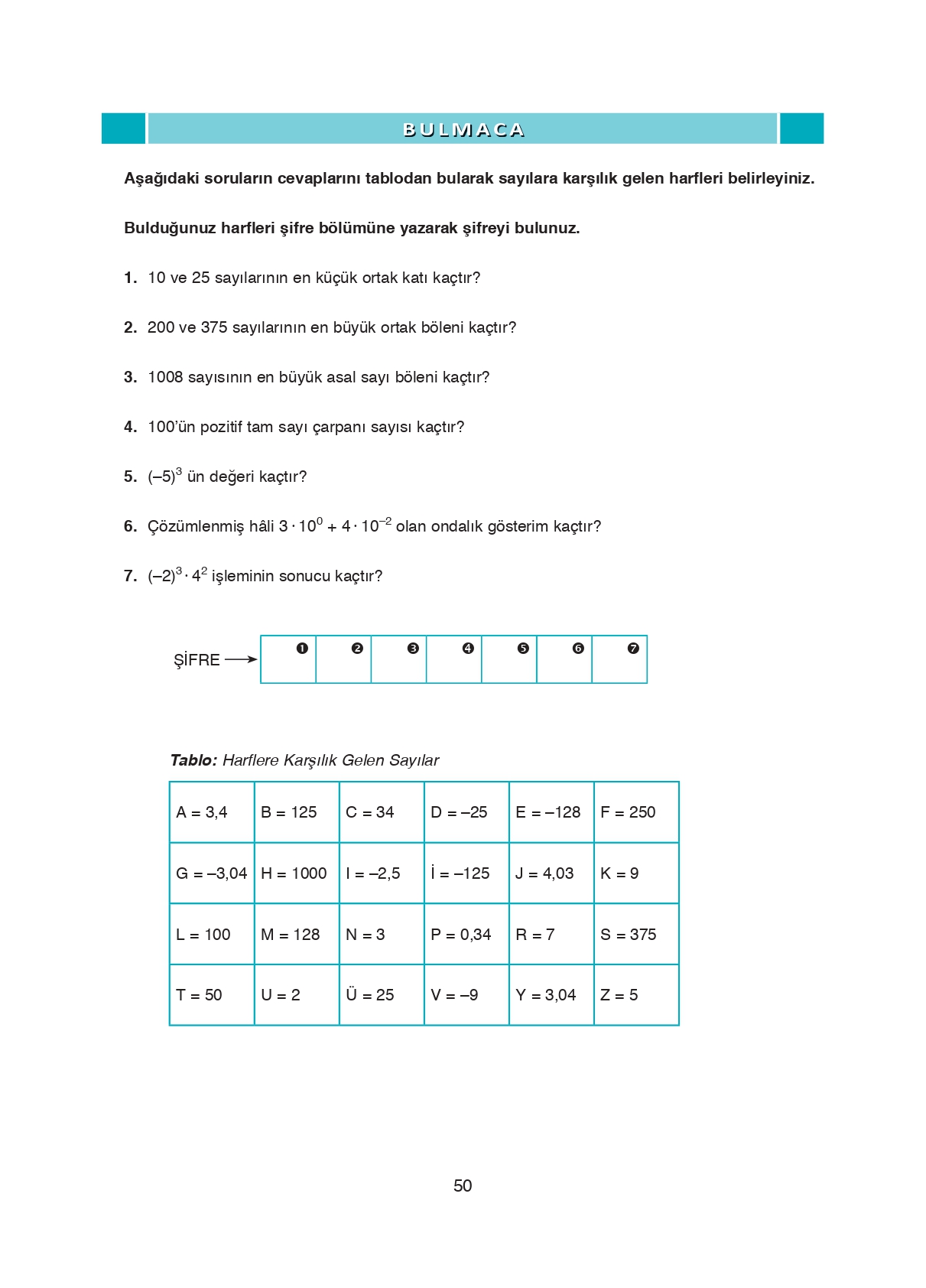 8. Sınıf Ada Matbaacılık Yayıncılık Matematik Ders Kitabı Sayfa 50 Cevapları 8. Sınıf Ada Matbaacılık Yayıncılık Matematik Ders Kitabı Sayfa 50 Cevapları