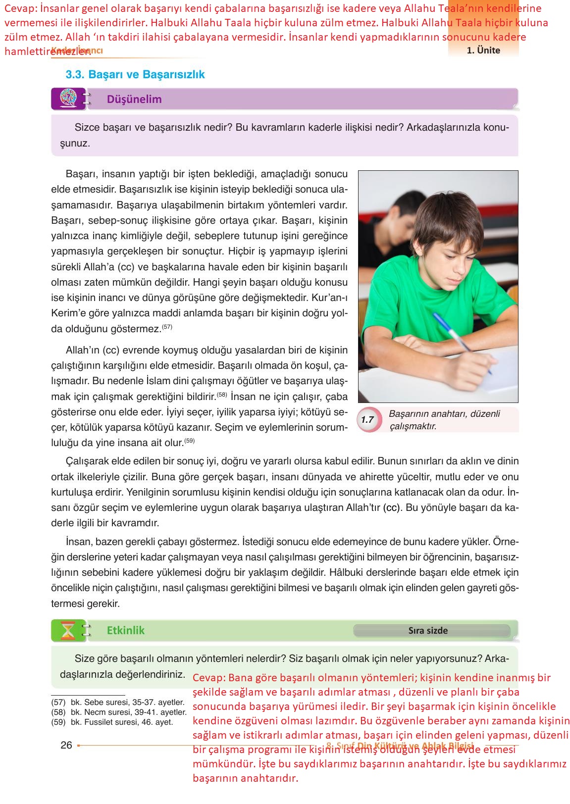 8. Sınıf Gezegen Yayınları Din Kültürü Ders Kitabı Sayfa 26 Cevapları