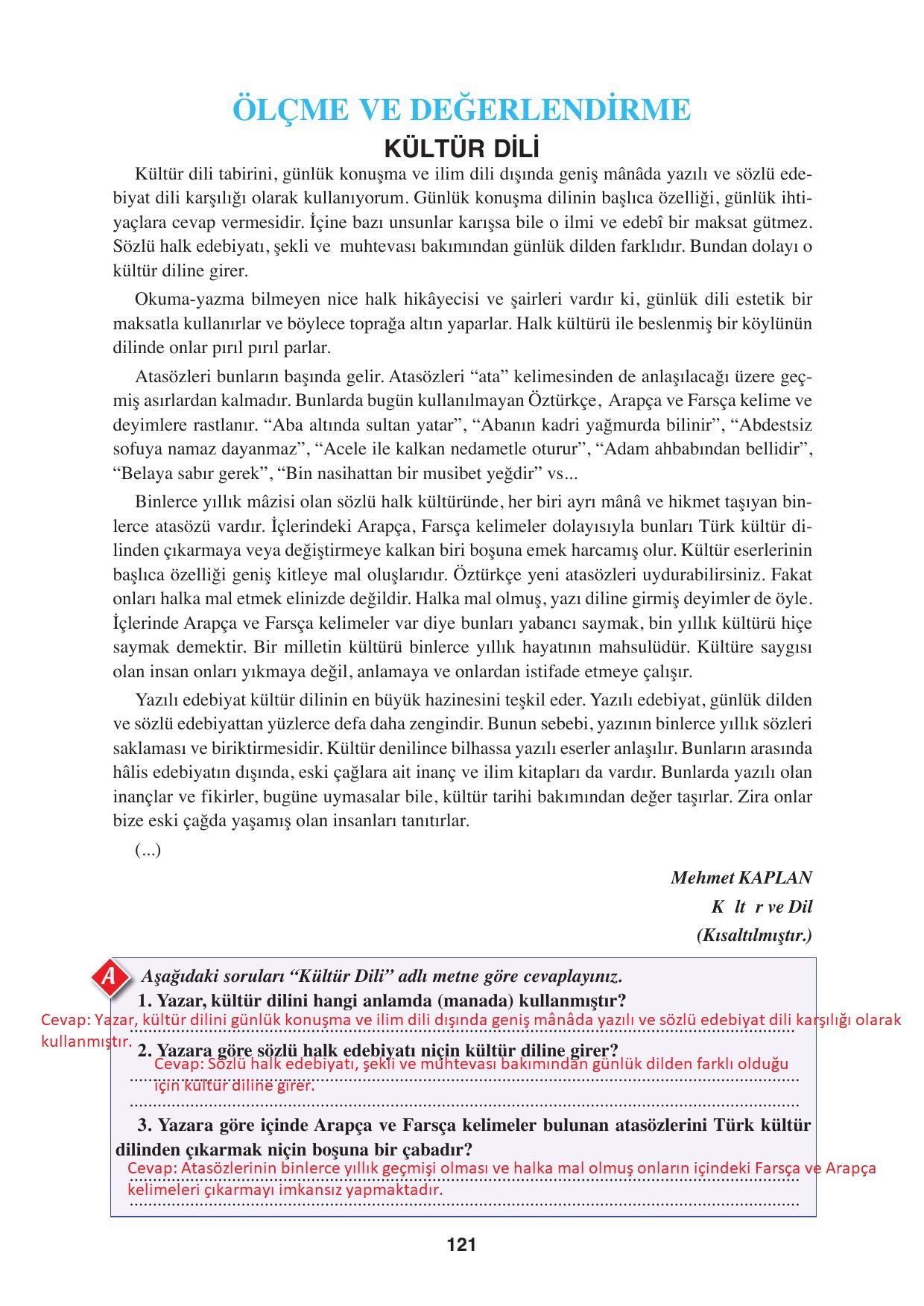 8. Sınıf Hecce Yayıncılık Türkçe Ders Kitabı Sayfa 121 Cevapları 8. Sınıf Hecce Yayıncılık Türkçe Ders Kitabı Sayfa 121 Cevapları