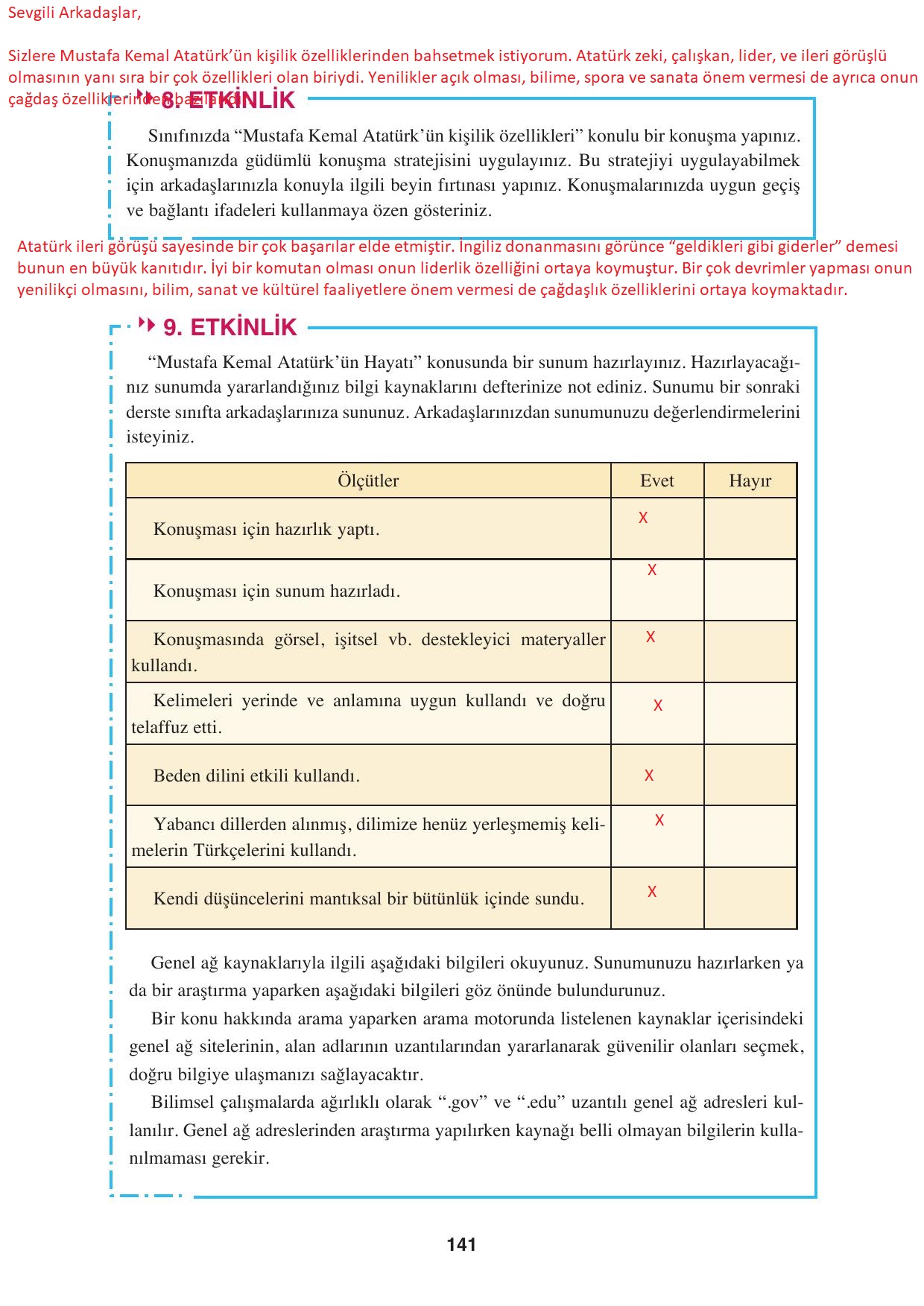 8. Sınıf Hecce Yayıncılık Türkçe Ders Kitabı Sayfa 141 Cevapları 8. Sınıf Hecce Yayıncılık Türkçe Ders Kitabı Sayfa 141 Cevapları