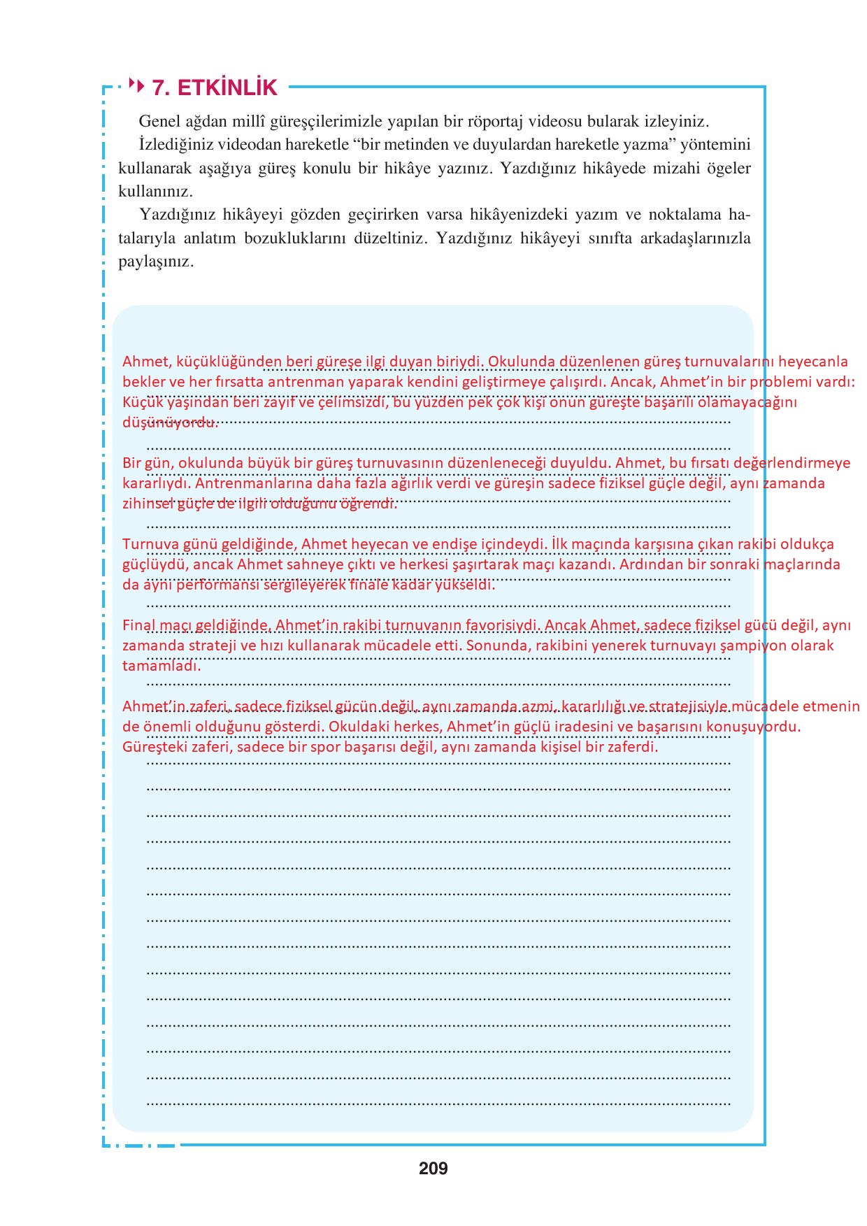 8. Sınıf Hecce Yayıncılık Türkçe Ders Kitabı Sayfa 209 Cevapları