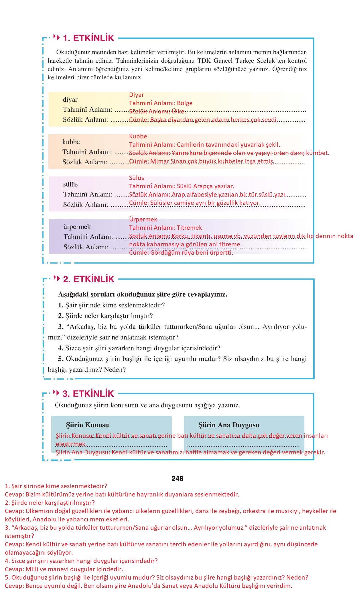 8. Sınıf Hecce Yayıncılık Türkçe Ders Kitabı Sayfa 248 Cevapları 8. Sınıf Hecce Yayıncılık Türkçe Ders Kitabı Sayfa 248 Cevapları