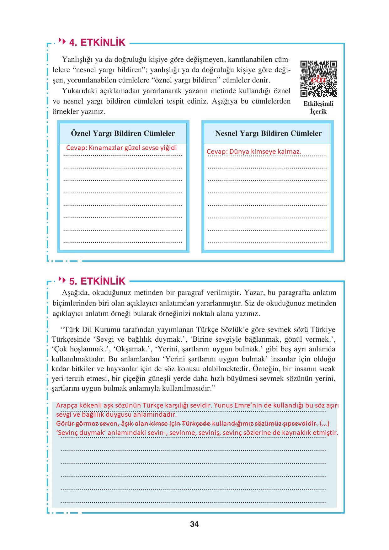 8. Sınıf Hecce Yayıncılık Türkçe Ders Kitabı Sayfa 34 Cevapları 8. Sınıf Hecce Yayıncılık Türkçe Ders Kitabı Sayfa 34 Cevapları