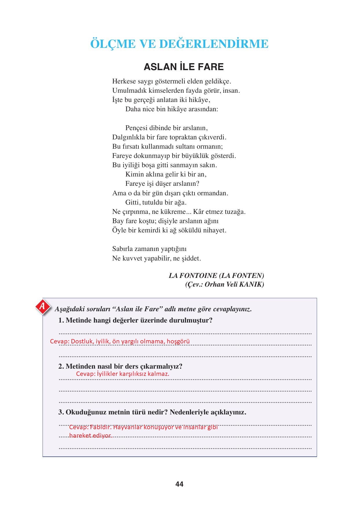 8. Sınıf Hecce Yayıncılık Türkçe Ders Kitabı Sayfa 44 Cevapları 8. Sınıf Hecce Yayıncılık Türkçe Ders Kitabı Sayfa 44 Cevapları