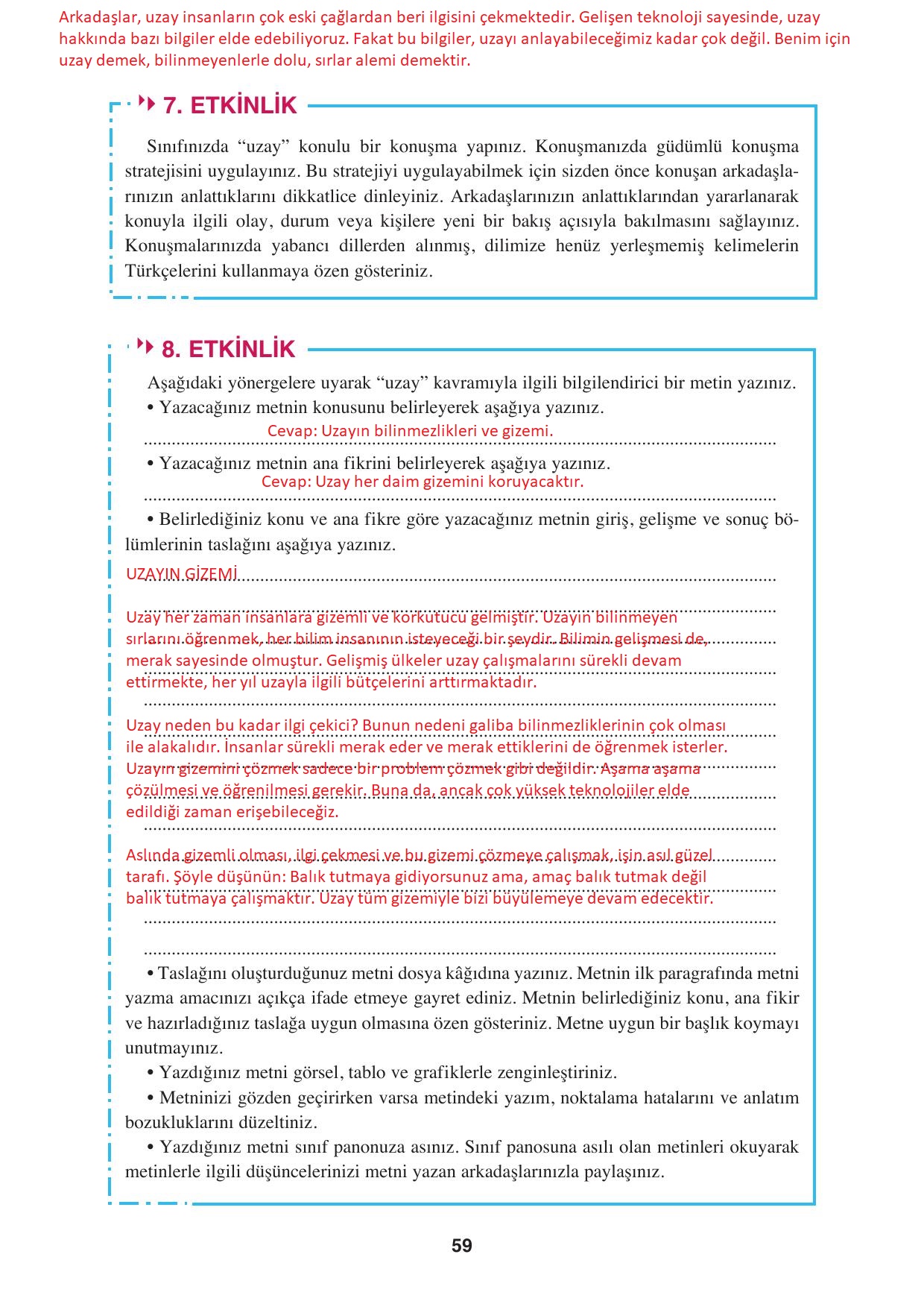8. Sınıf Hecce Yayıncılık Türkçe Ders Kitabı Sayfa 59 Cevapları 8. Sınıf Hecce Yayıncılık Türkçe Ders Kitabı Sayfa 59 Cevapları