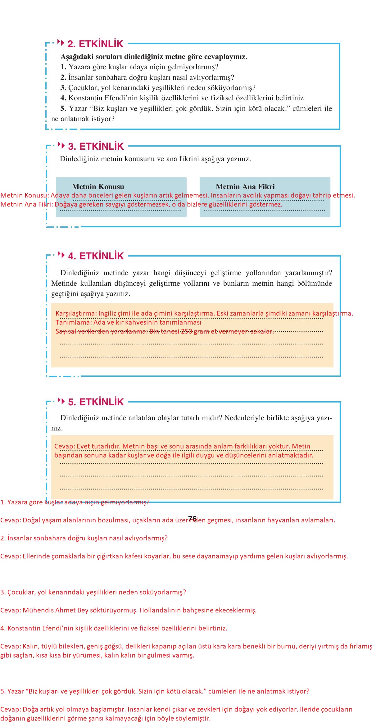 8. Sınıf Hecce Yayıncılık Türkçe Ders Kitabı Sayfa 76 Cevapları 8. Sınıf Hecce Yayıncılık Türkçe Ders Kitabı Sayfa 76 Cevapları