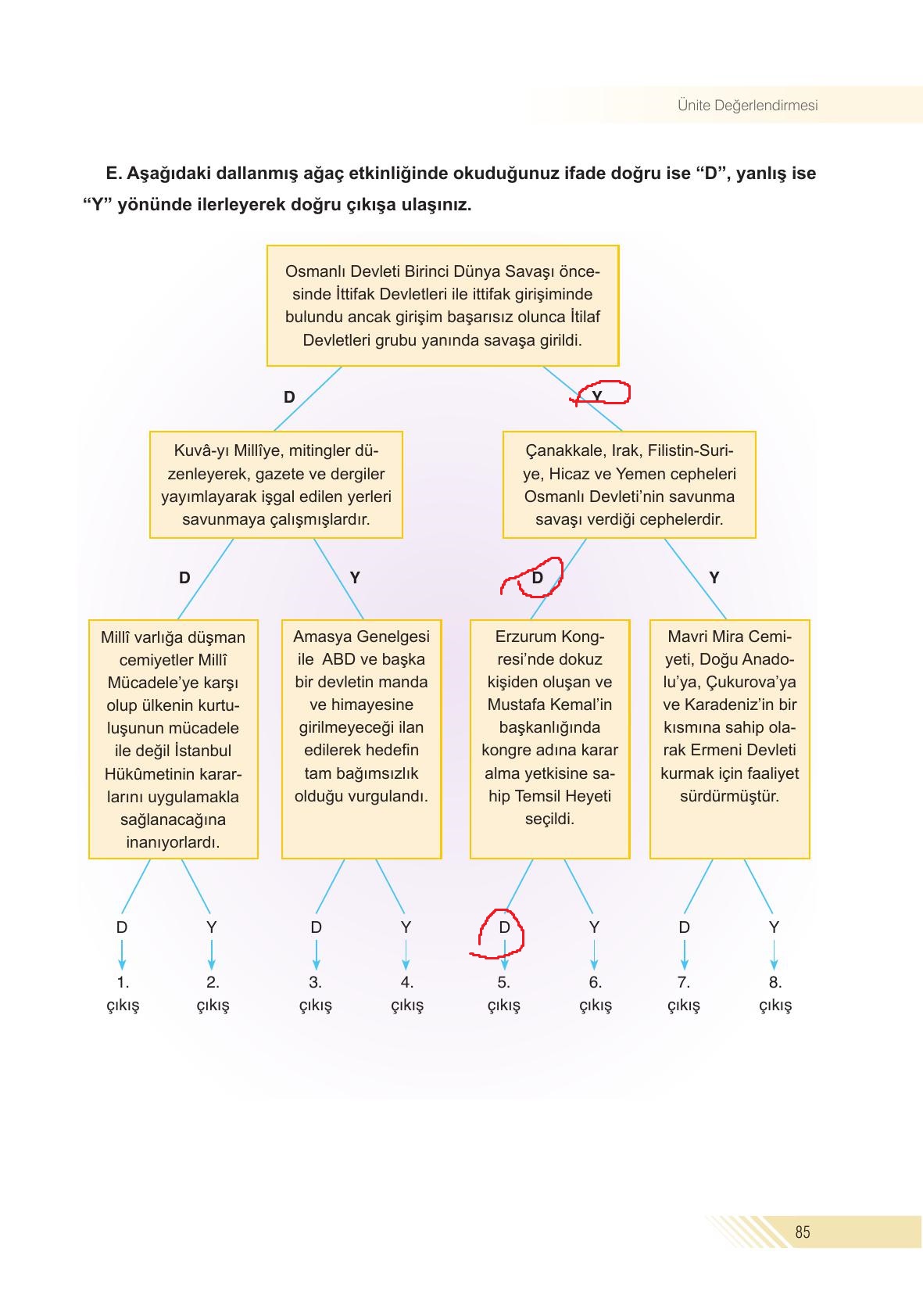 8. Sınıf Semih Ofset Sek Yayınları İnkılap Ders Kitabı Sayfa 85 Cevapları