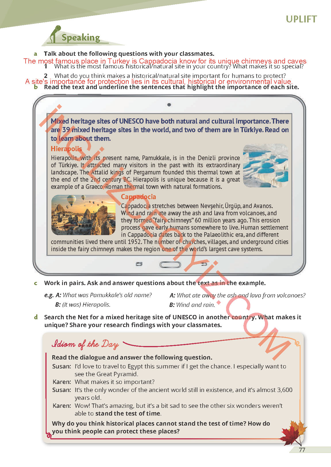 9. Sınıf Uplift Meb Yayınları İngilizce Ders Kitabı Sayfa 77 Cevapları 9. Sınıf Uplift Meb Yayınları İngilizce Ders Kitabı Sayfa 77 Cevapları