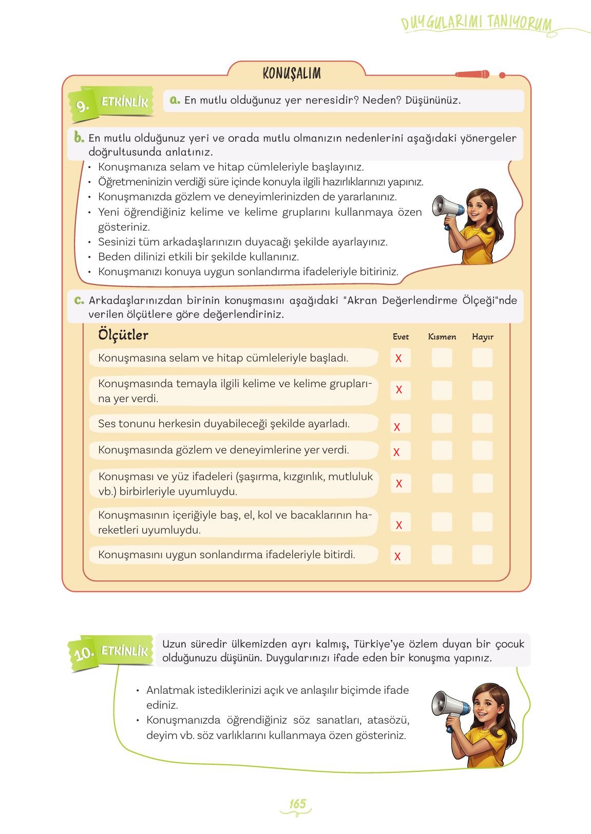 5. Sınıf Meb Yayınları Türkçe 1. Kitap Ders Kitabı Sayfa 165 Cevapları