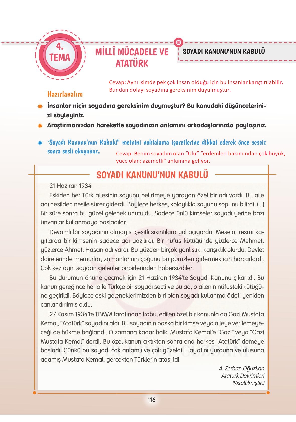 4. Sınıf Tuna Yayınları Türkçe Ders Kitabı Sayfa 116 Cevapları