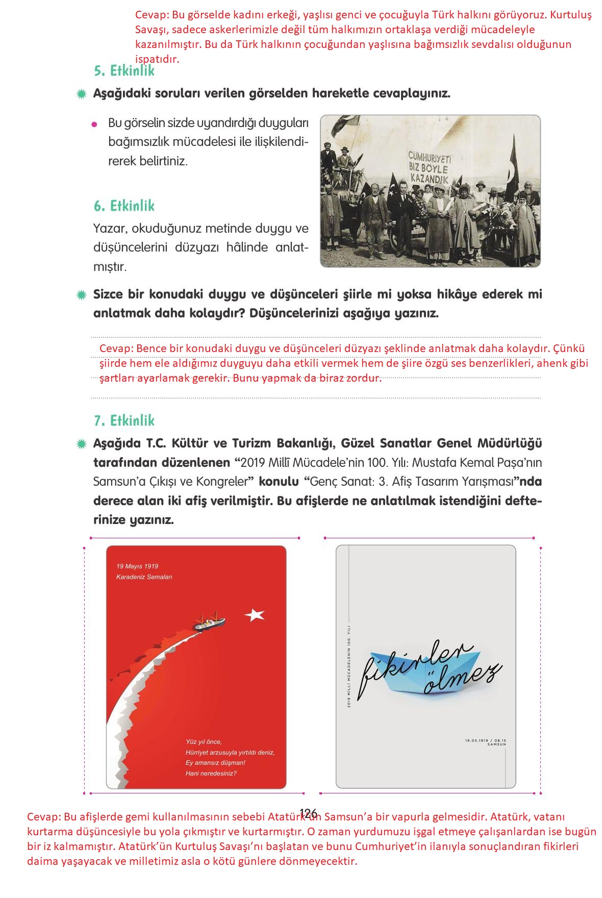 4. Sınıf Tuna Yayınları Türkçe Ders Kitabı Sayfa 126 Cevapları