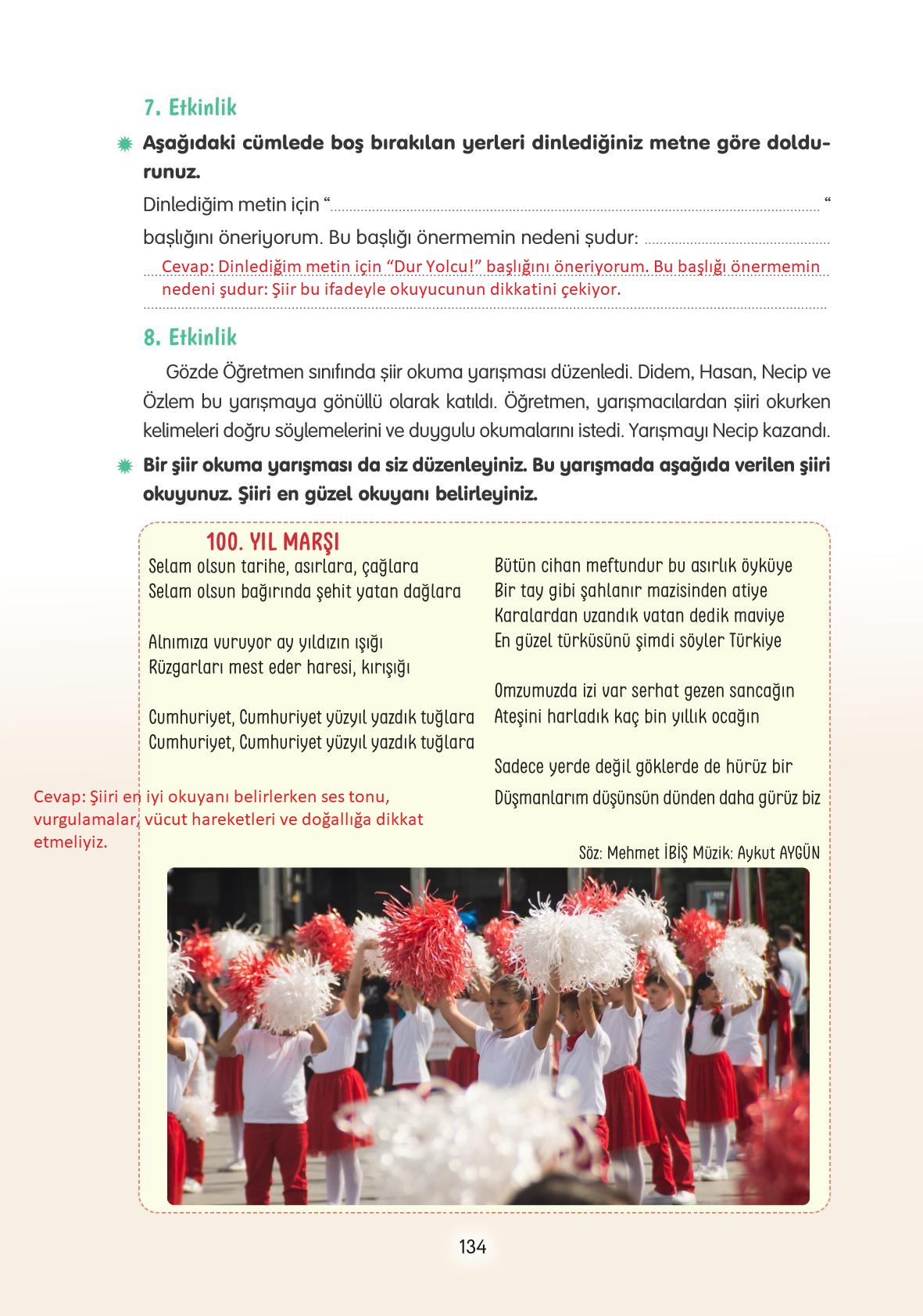 4. Sınıf Tuna Yayınları Türkçe Ders Kitabı Sayfa 134 Cevapları