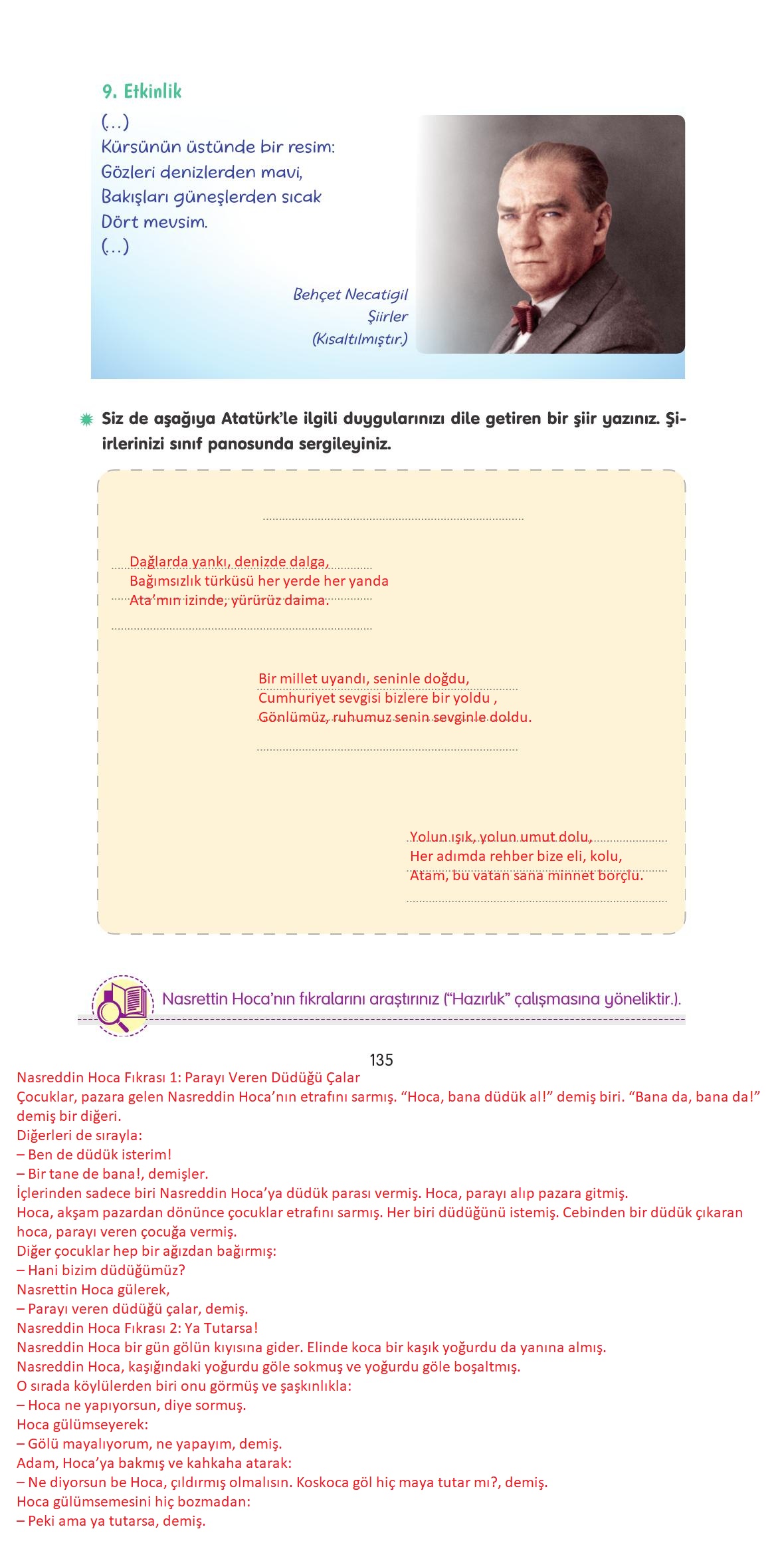 4. Sınıf Tuna Yayınları Türkçe Ders Kitabı Sayfa 135 Cevapları