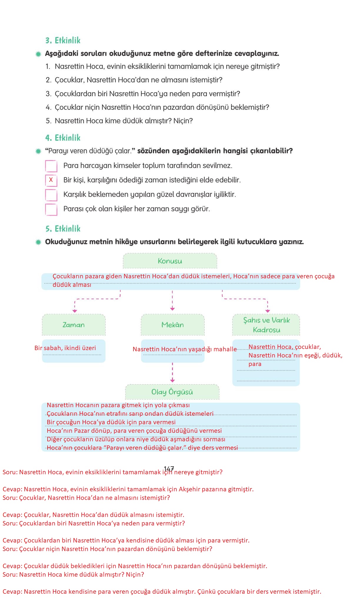 4. Sınıf Tuna Yayınları Türkçe Ders Kitabı Sayfa 147 Cevapları