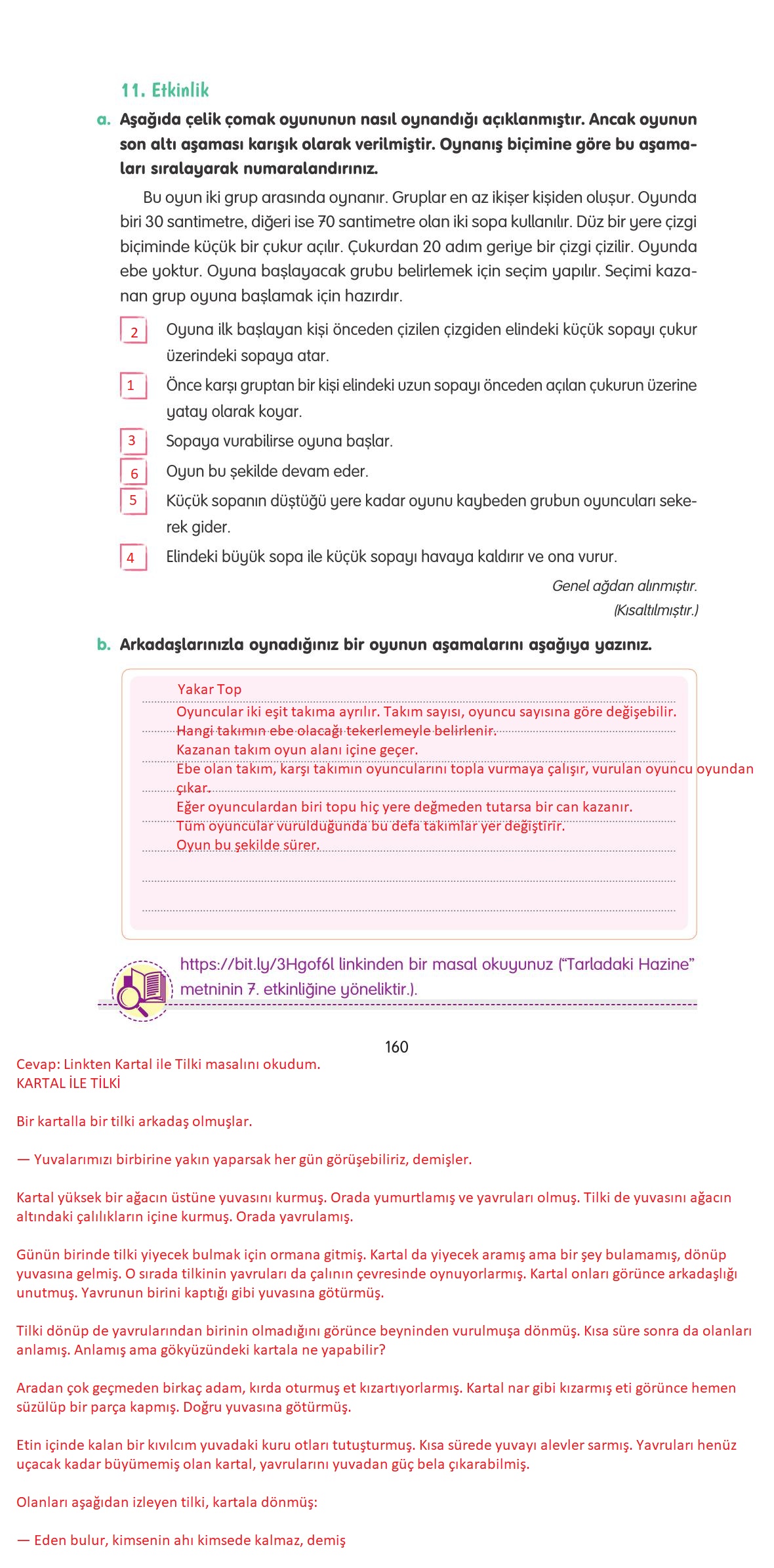 4. Sınıf Tuna Yayınları Türkçe Ders Kitabı Sayfa 160 Cevapları