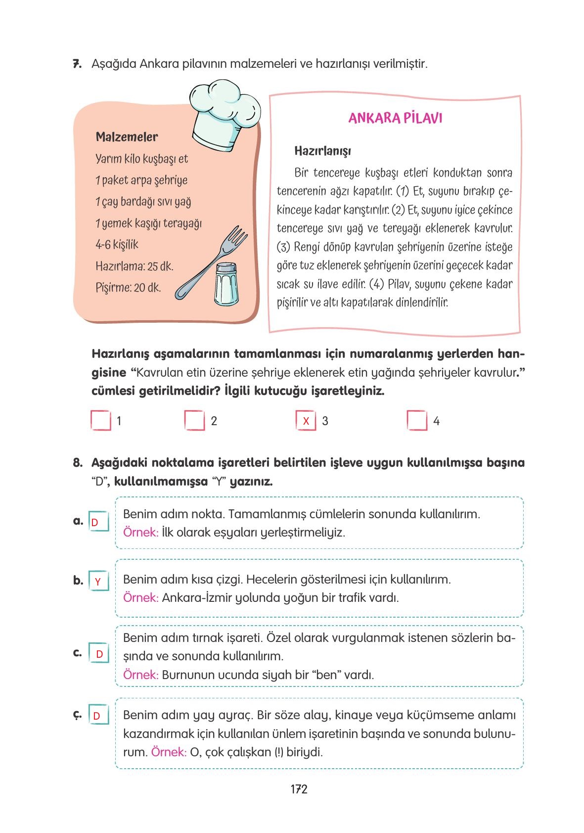 4. Sınıf Tuna Yayınları Türkçe Ders Kitabı Sayfa 172 Cevapları