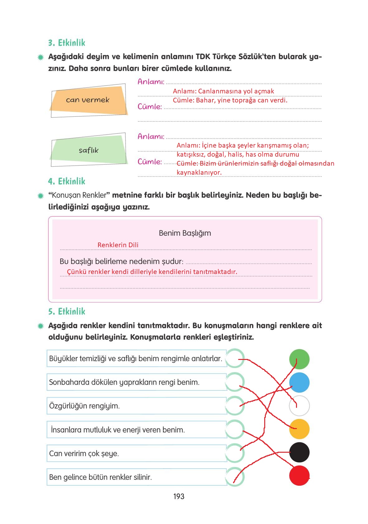 4. Sınıf Tuna Yayınları Türkçe Ders Kitabı Sayfa 193 Cevapları