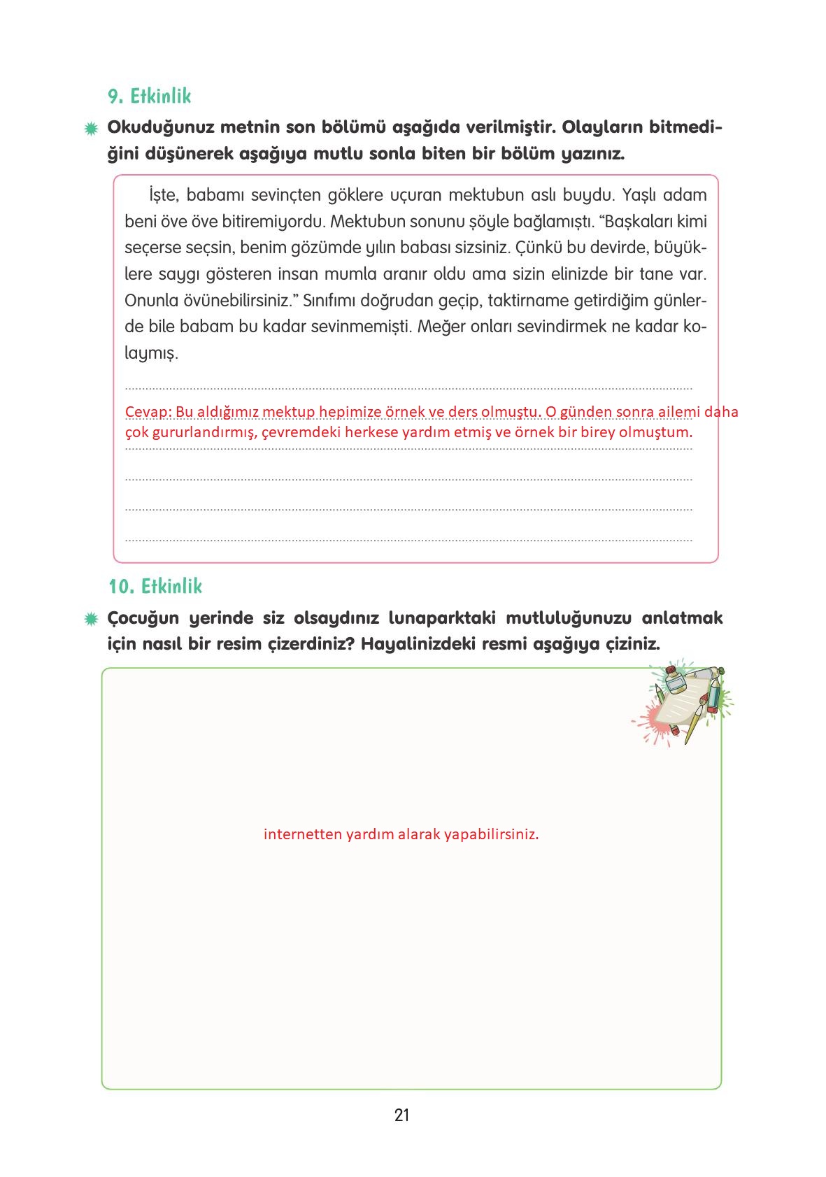 4. Sınıf Tuna Yayınları Türkçe Ders Kitabı Sayfa 21 Cevapları