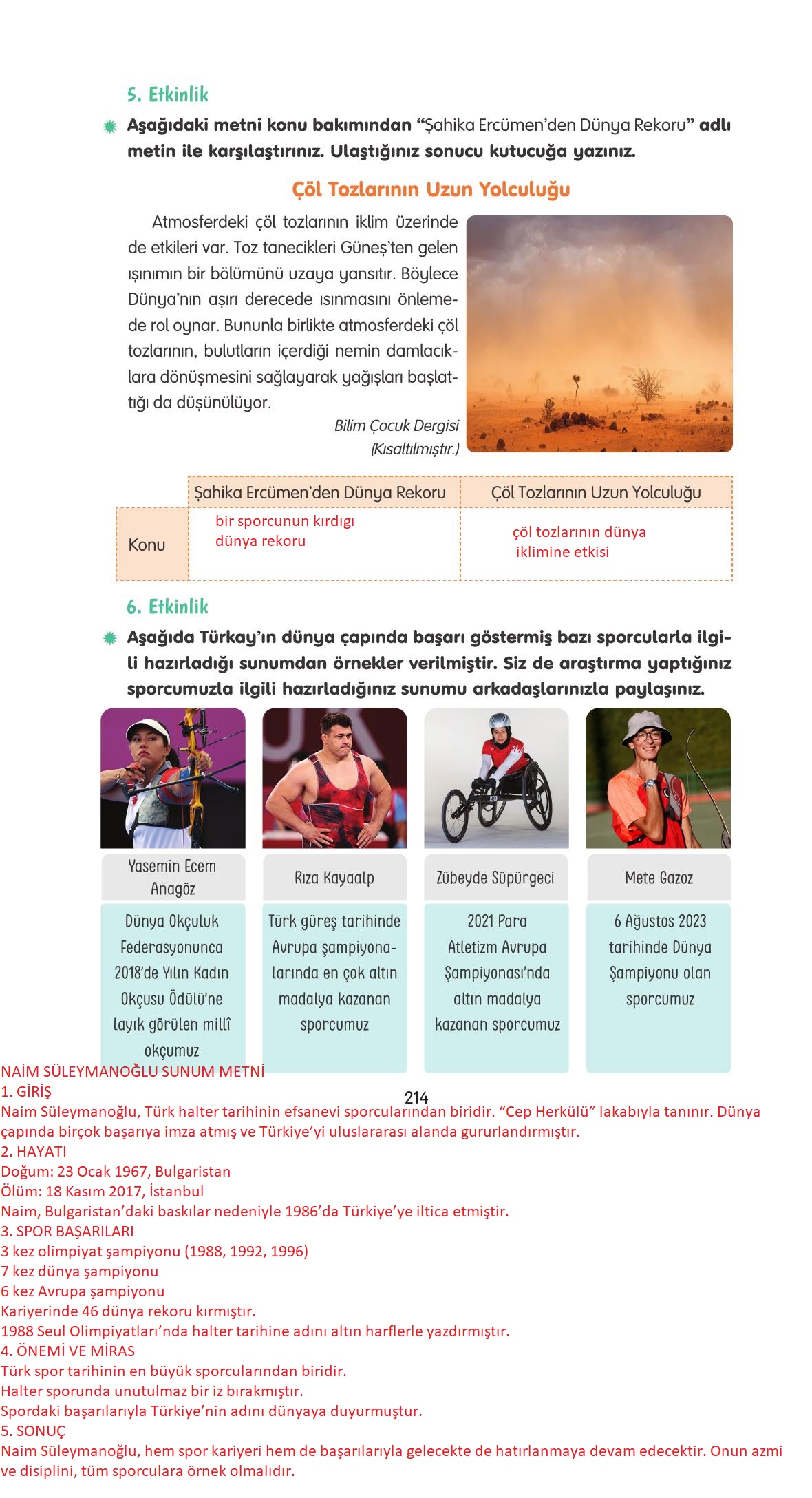 4. Sınıf Tuna Yayınları Türkçe Ders Kitabı Sayfa 214 Cevapları