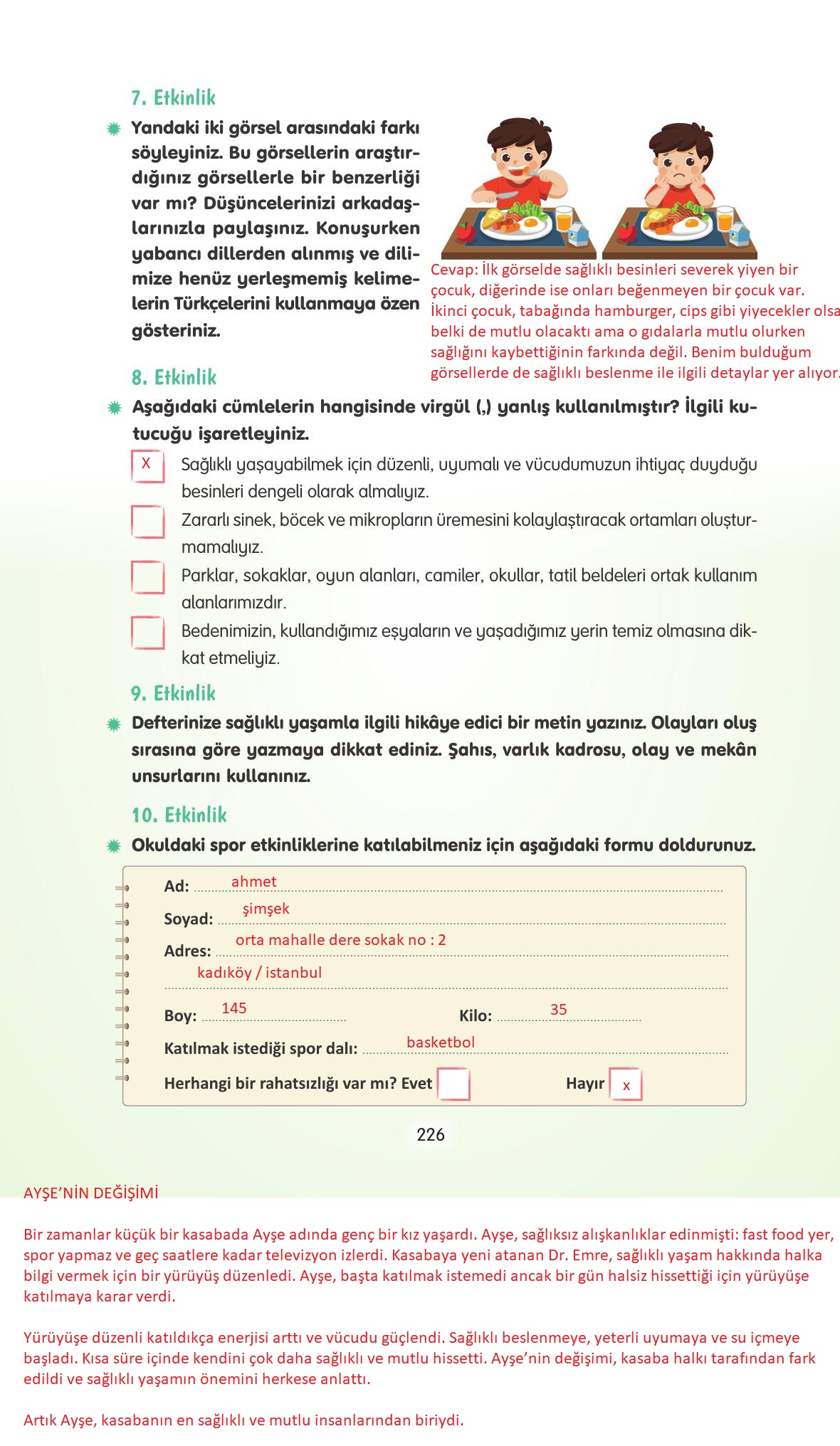 4. Sınıf Tuna Yayınları Türkçe Ders Kitabı Sayfa 226 Cevapları