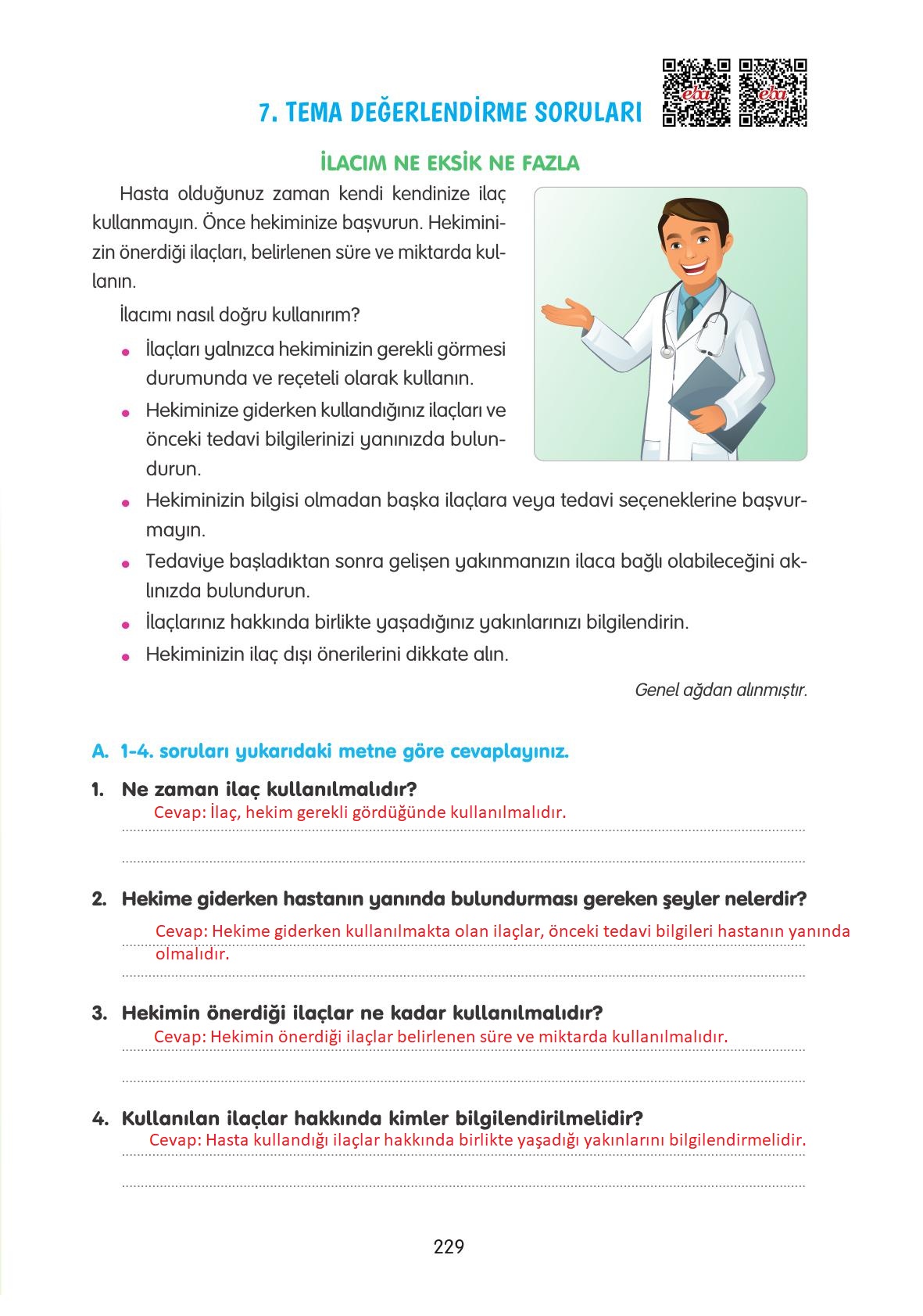 4. Sınıf Tuna Yayınları Türkçe Ders Kitabı Sayfa 229 Cevapları