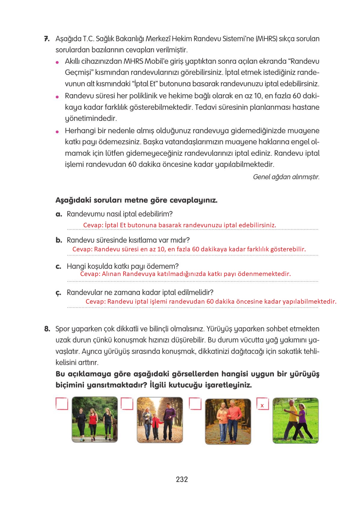 4. Sınıf Tuna Yayınları Türkçe Ders Kitabı Sayfa 232 Cevapları