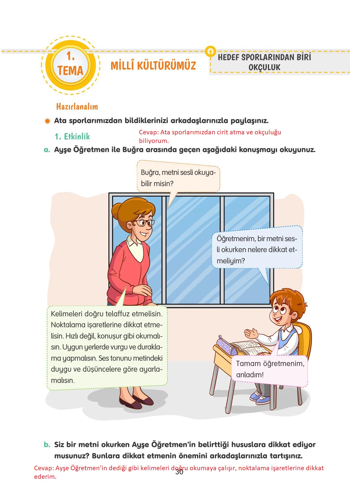 4. Sınıf Tuna Yayınları Türkçe Ders Kitabı Sayfa 30 Cevapları