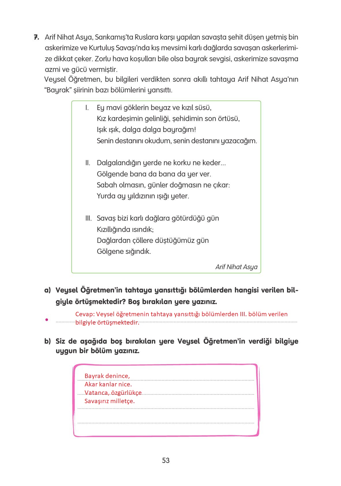 4. Sınıf Tuna Yayınları Türkçe Ders Kitabı Sayfa 53 Cevapları